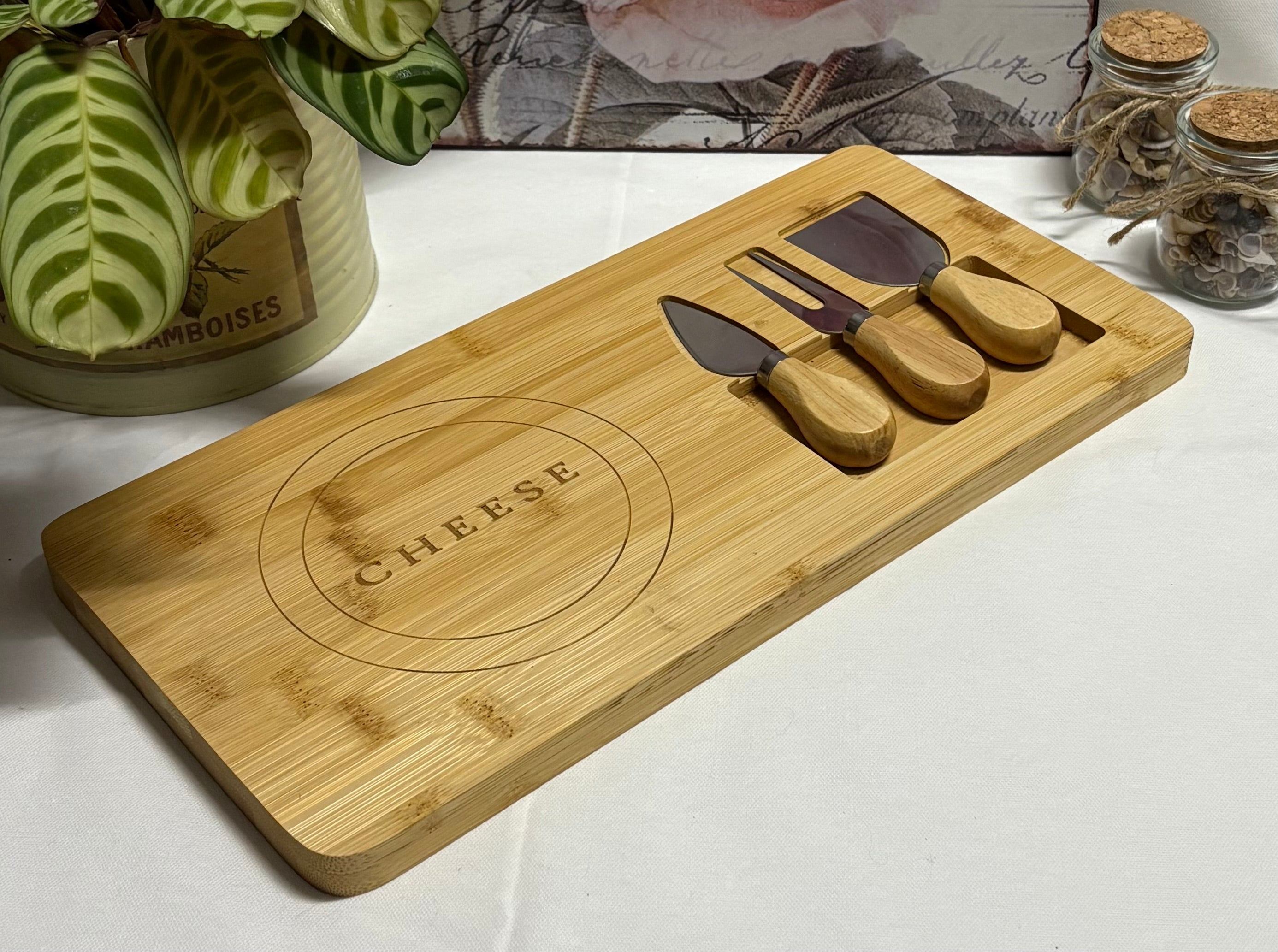 Bamboo Cheese Board Set - with Specialised Tools