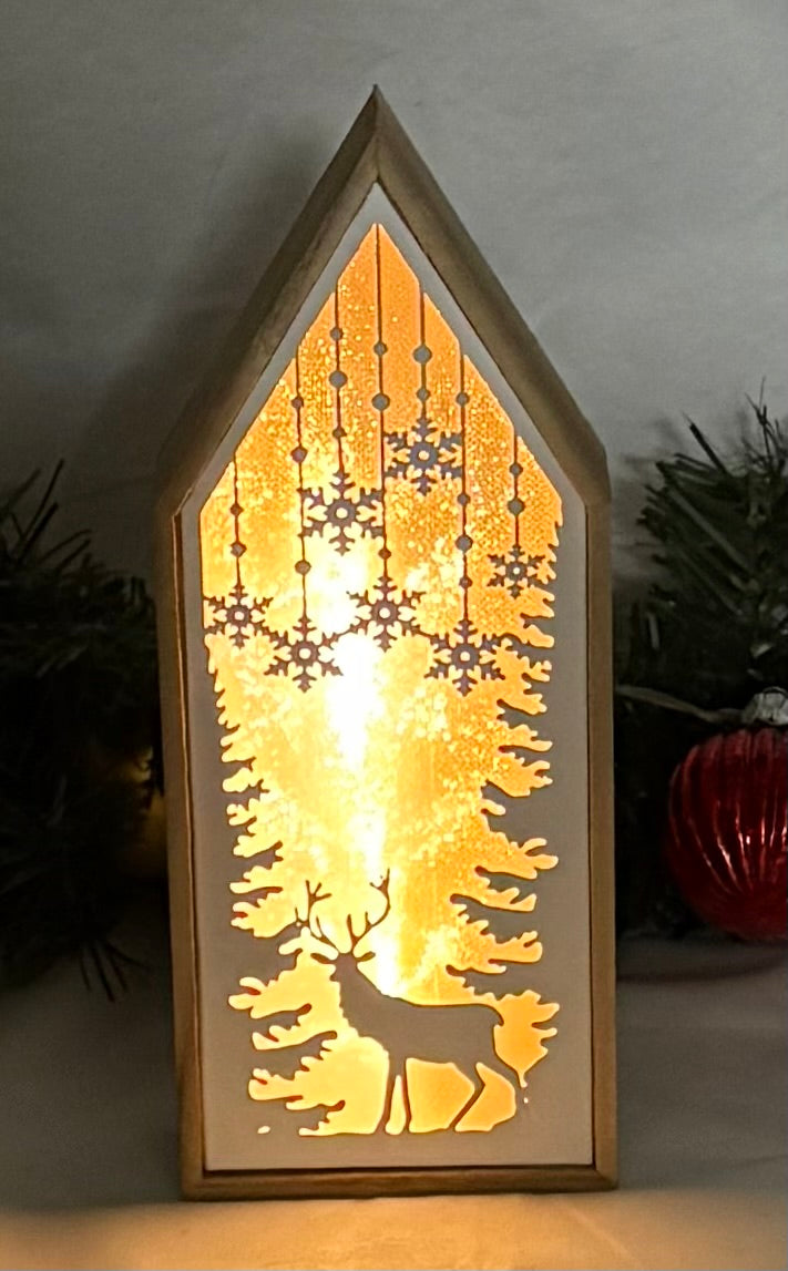Christmas Reindeer Snow Scene LED Light box
