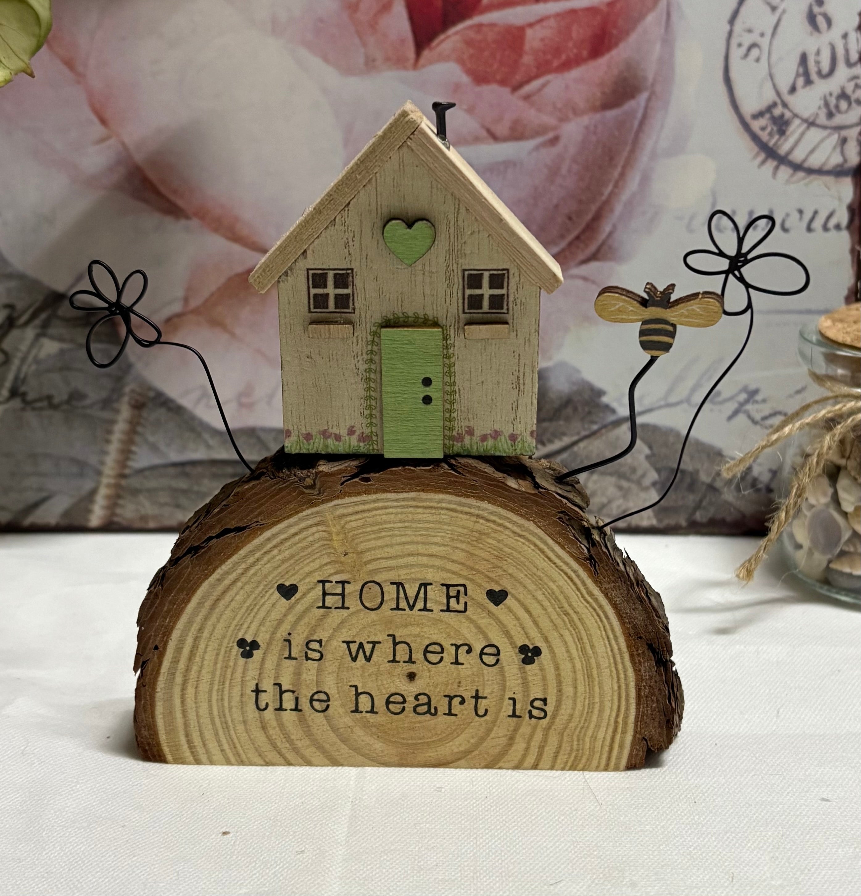 Rustic Wooden Log House Ornament Decor, 14cm