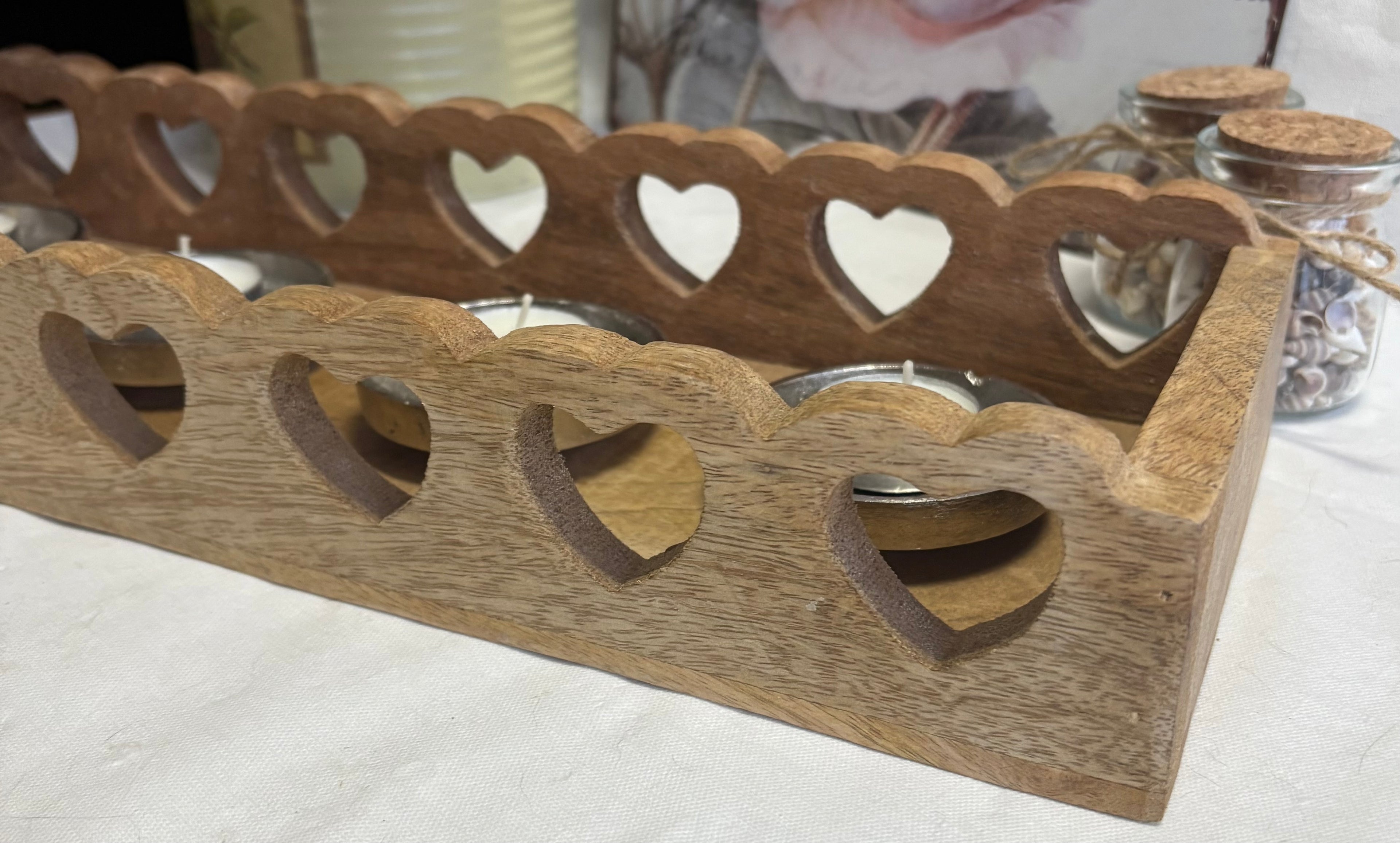 Wooden Cut Out Heart Candle Holder, 45cm