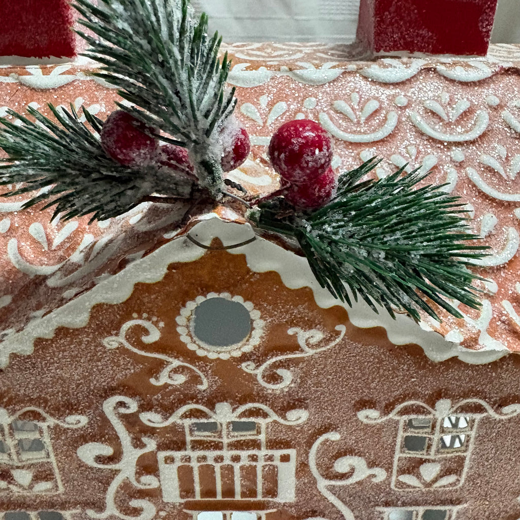 Metal Gingerbread House Christmas Ornament with door