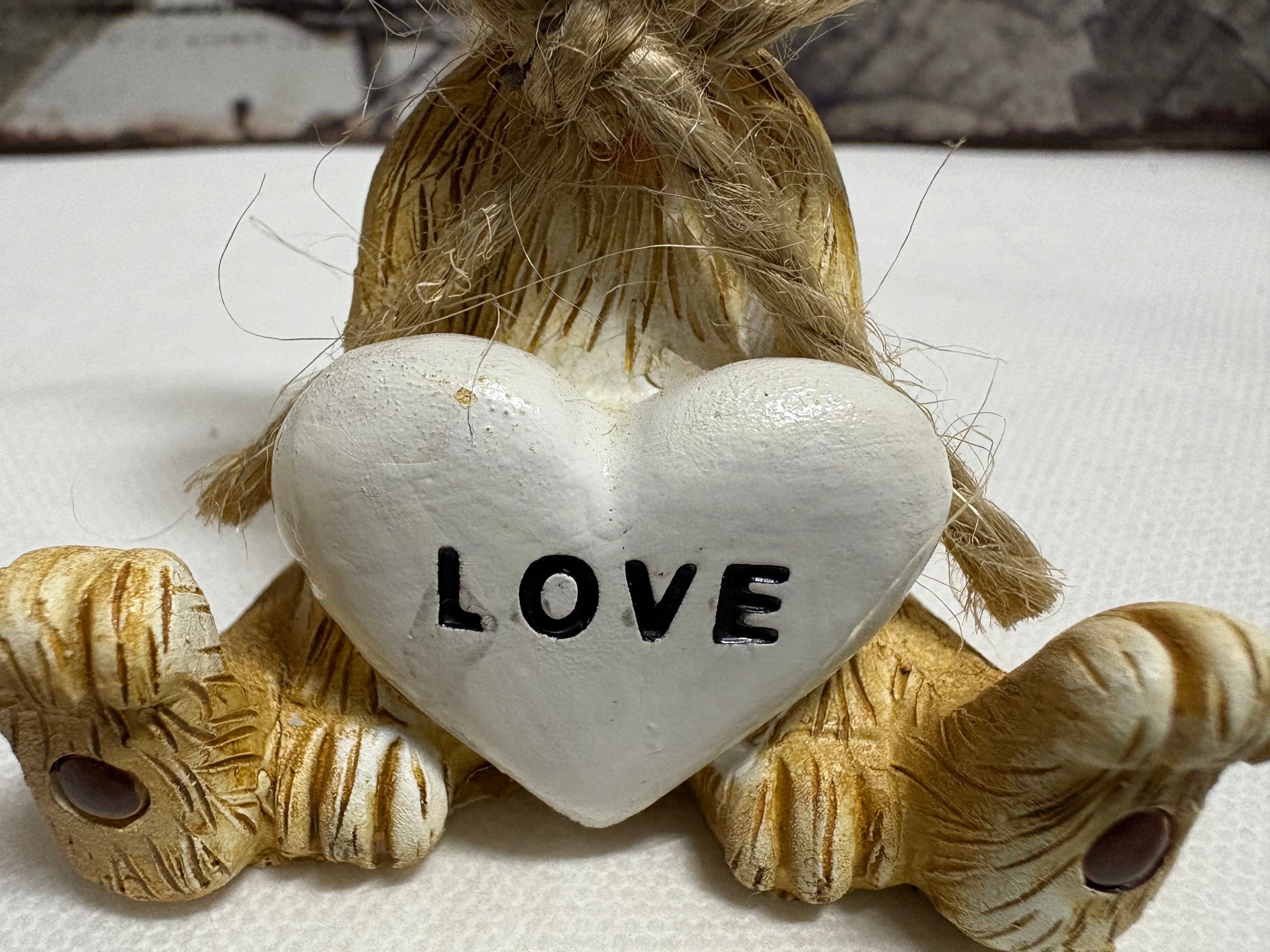 Sitting Brown Bunny with Love Heart Figure Ornament