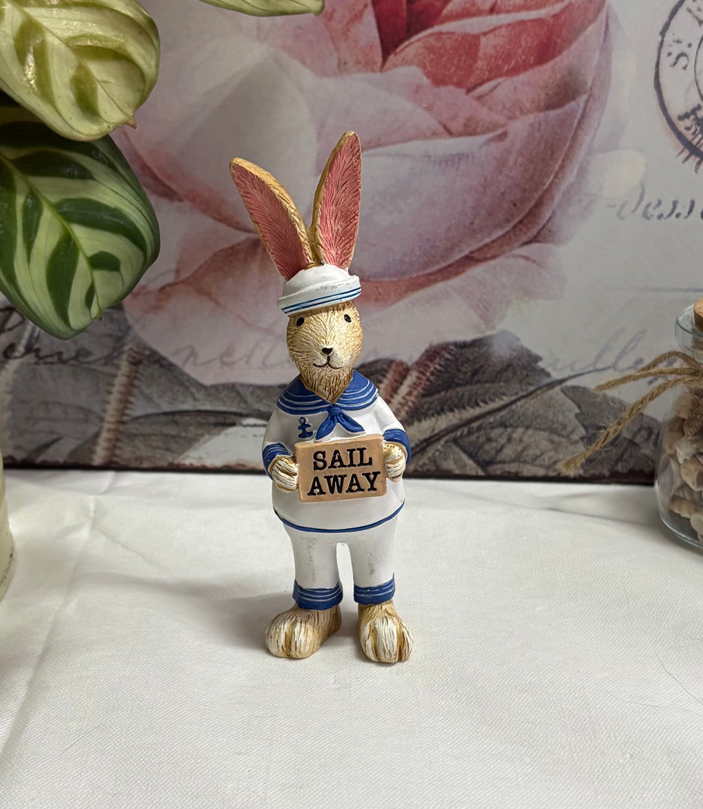 Sail Away Bunny Rabbit Hare Resin Figure
