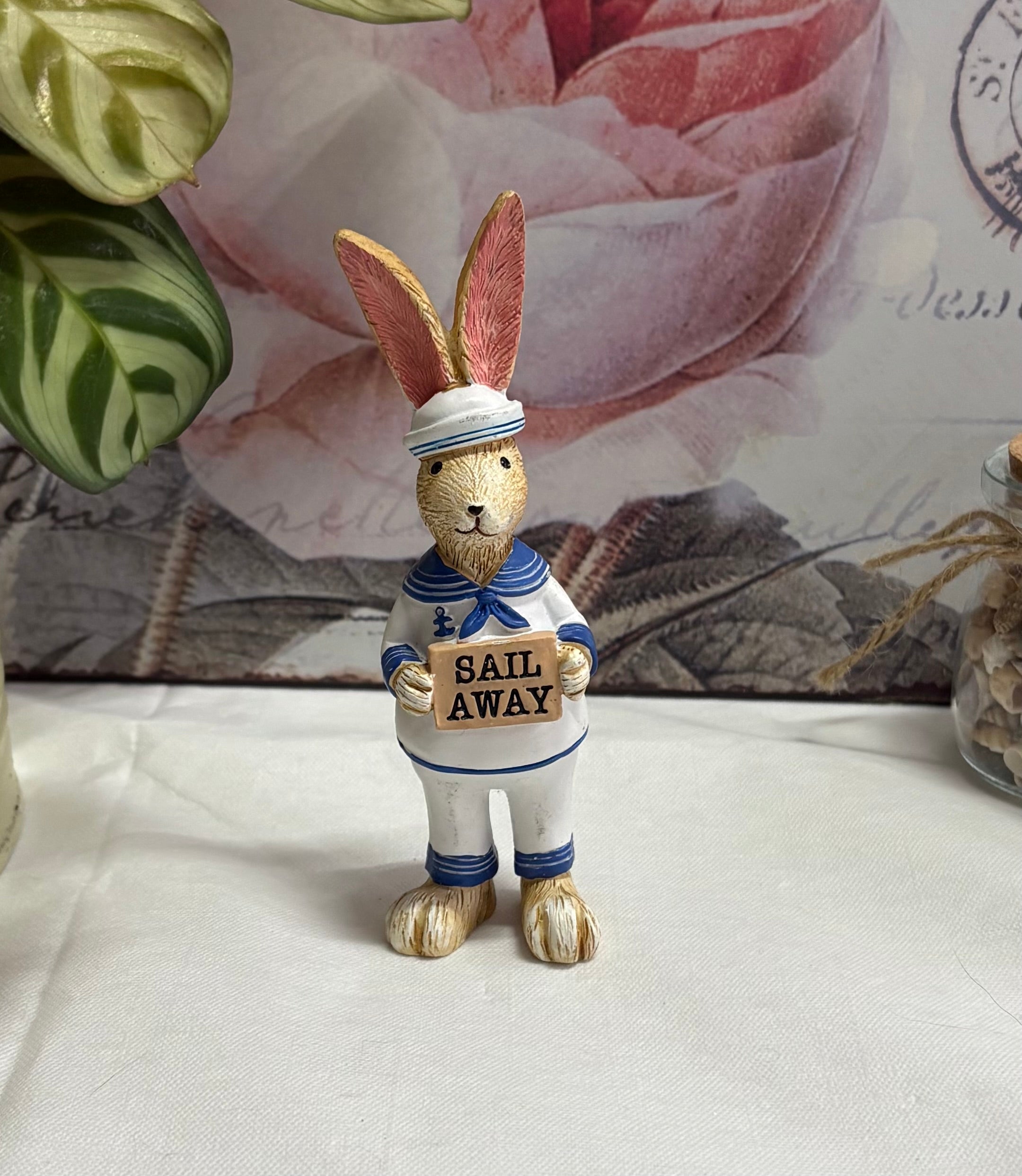 Sail Away Bunny Rabbit Hare Resin Figure