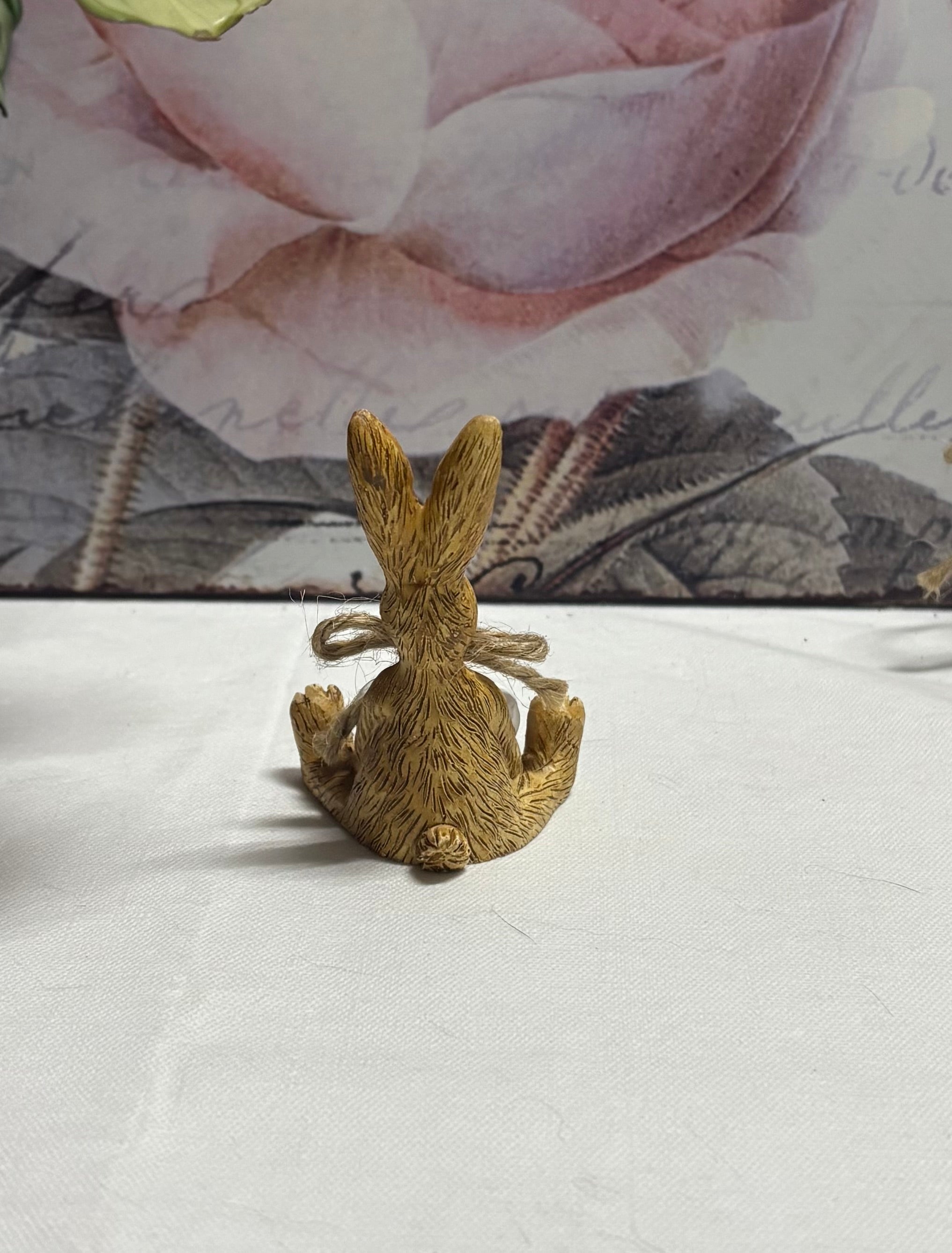 Sitting Brown Bunny with Mum Heart Figure Ornament