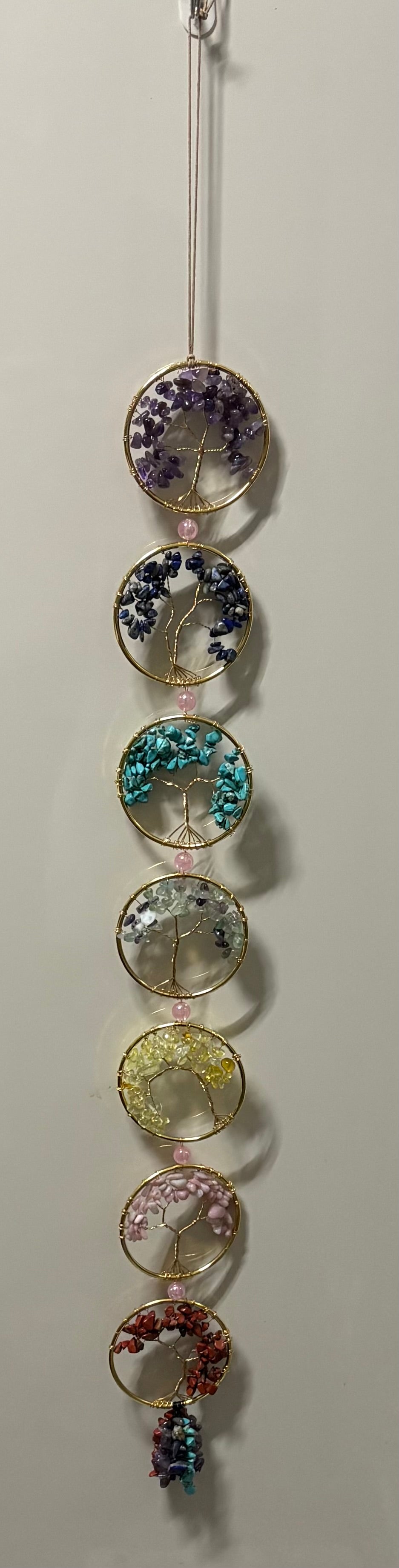 Tree of Life Rainbow Chakra Crystal Wall Hanging - Large