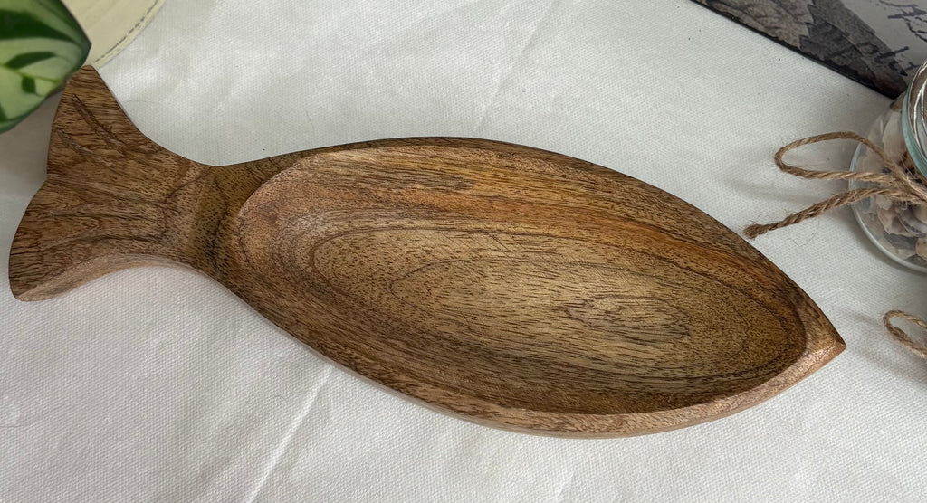 25cm Wooden Fish Shaped Tray