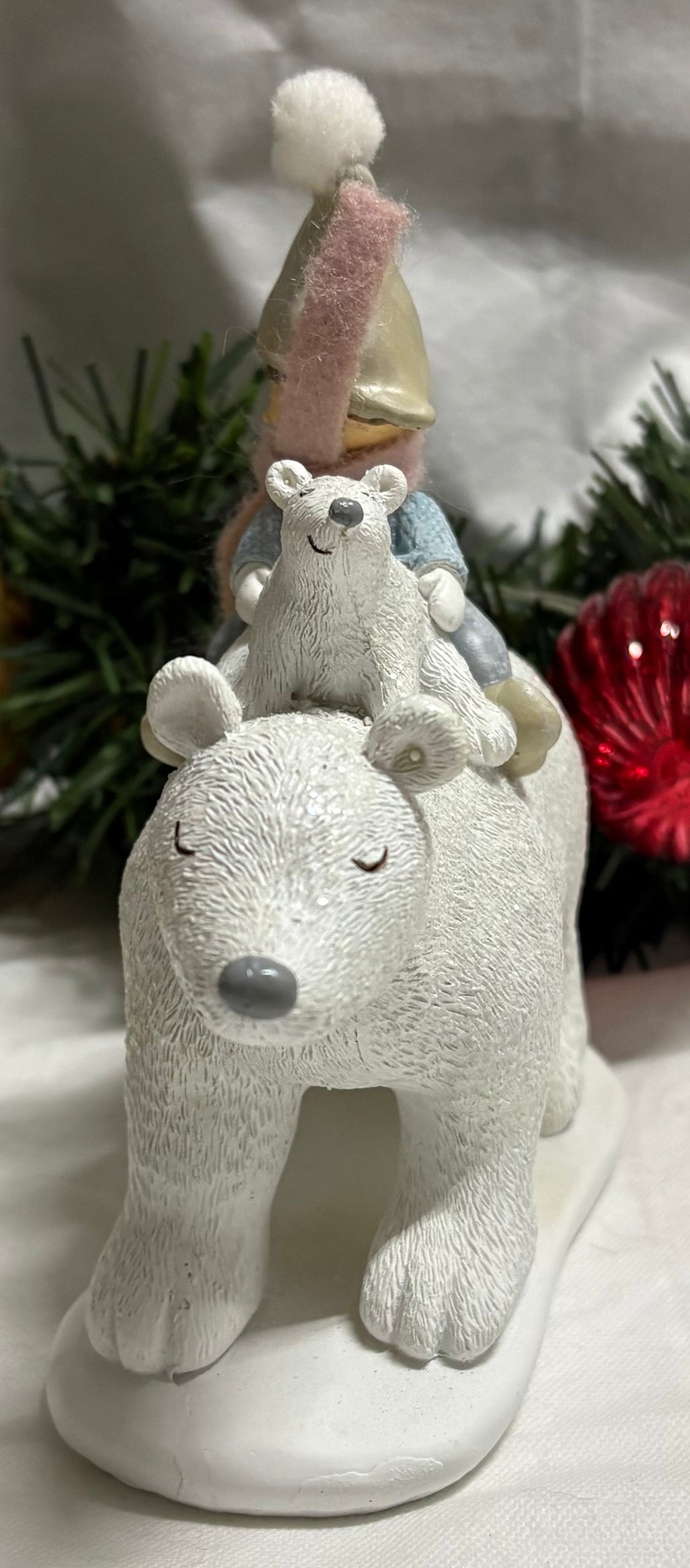 Boy on Polar Bear Christmas Ornament