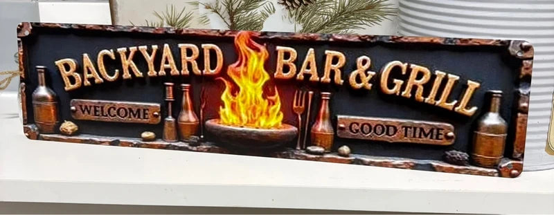 Backyard Bar & Grill Metal Sign