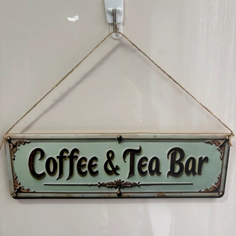 Coffee & Tea Bar Hanging Wooden Sign