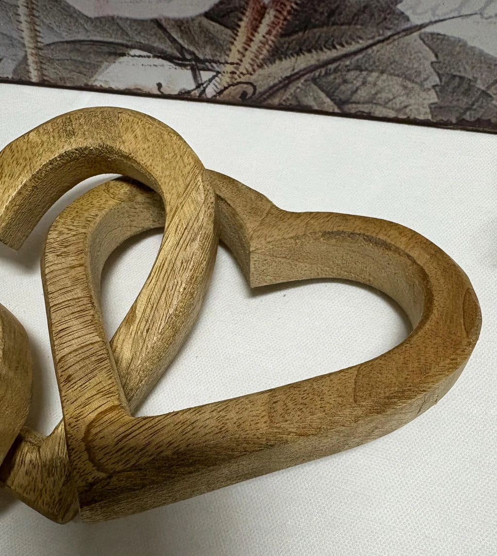 Vintage Wooden Heart Chain Ornament / Hanging Ornament