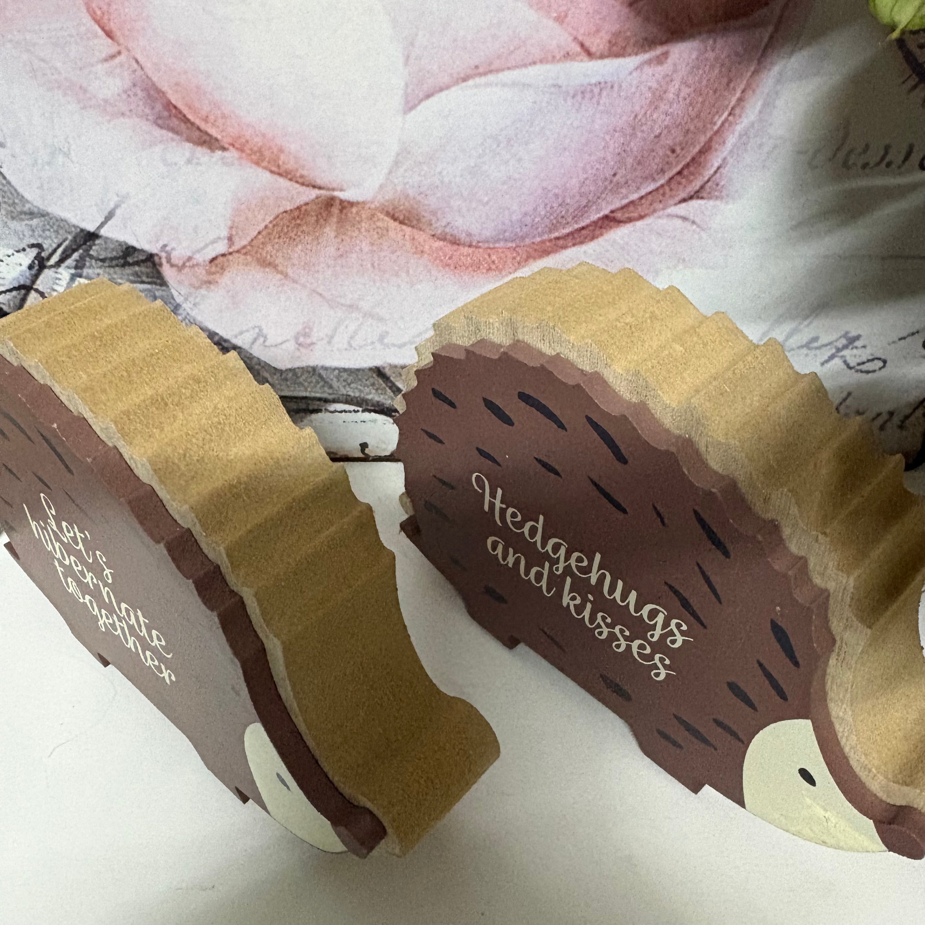 Pair of Wooden Hedgehog Ornaments