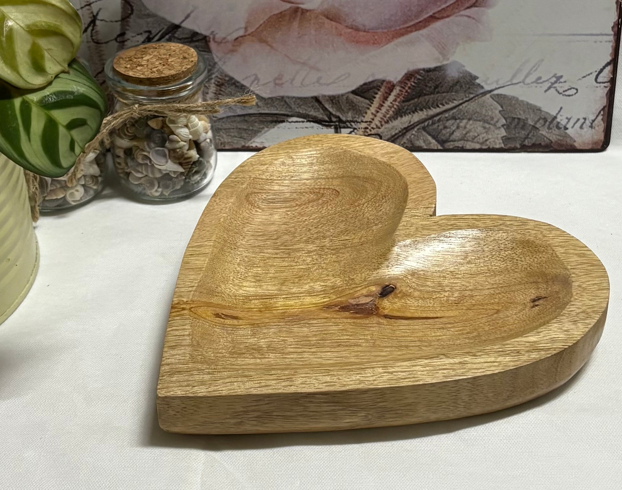 Natural Wooden Heart Dish - 20cm
