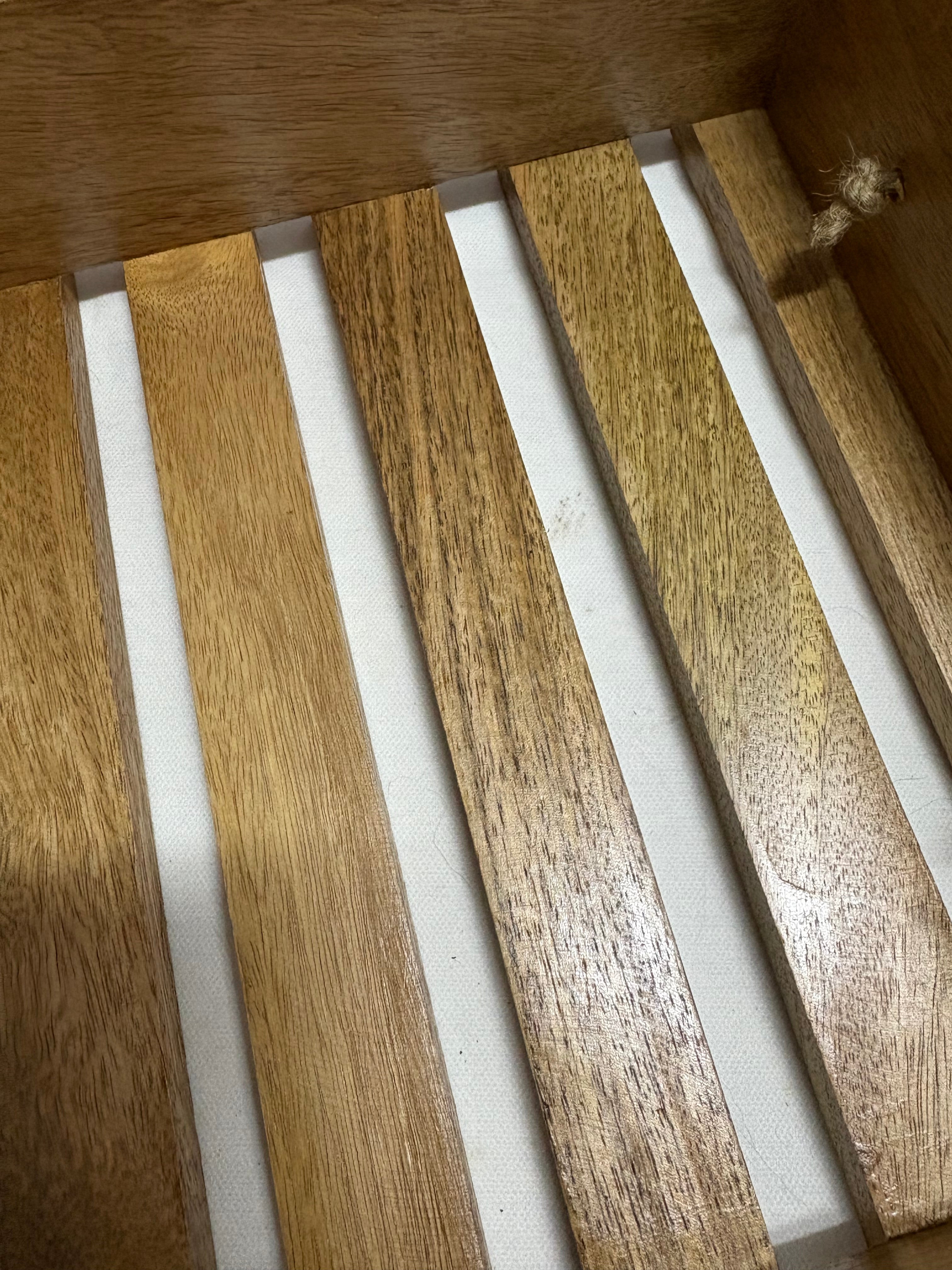 Wooden Slatted Storage Tray, 40cm