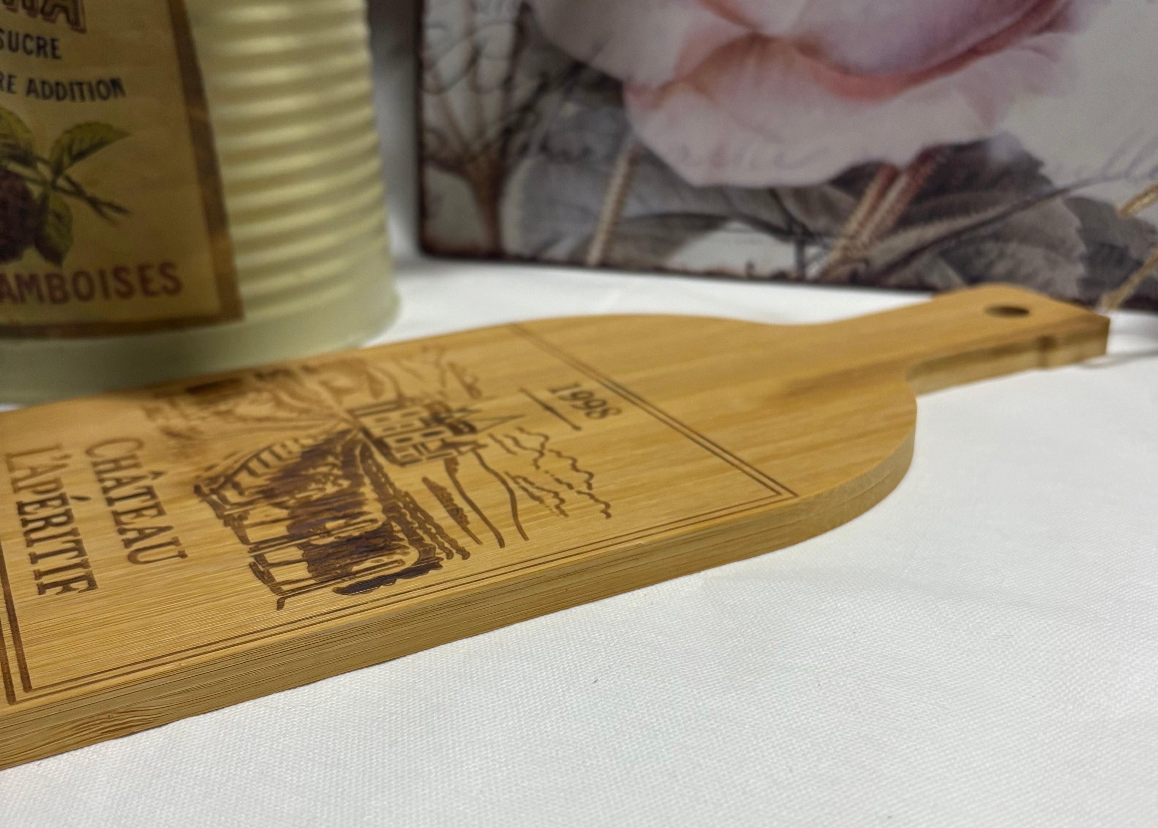 Vintage Bamboo Chopping / Serving Board with Design