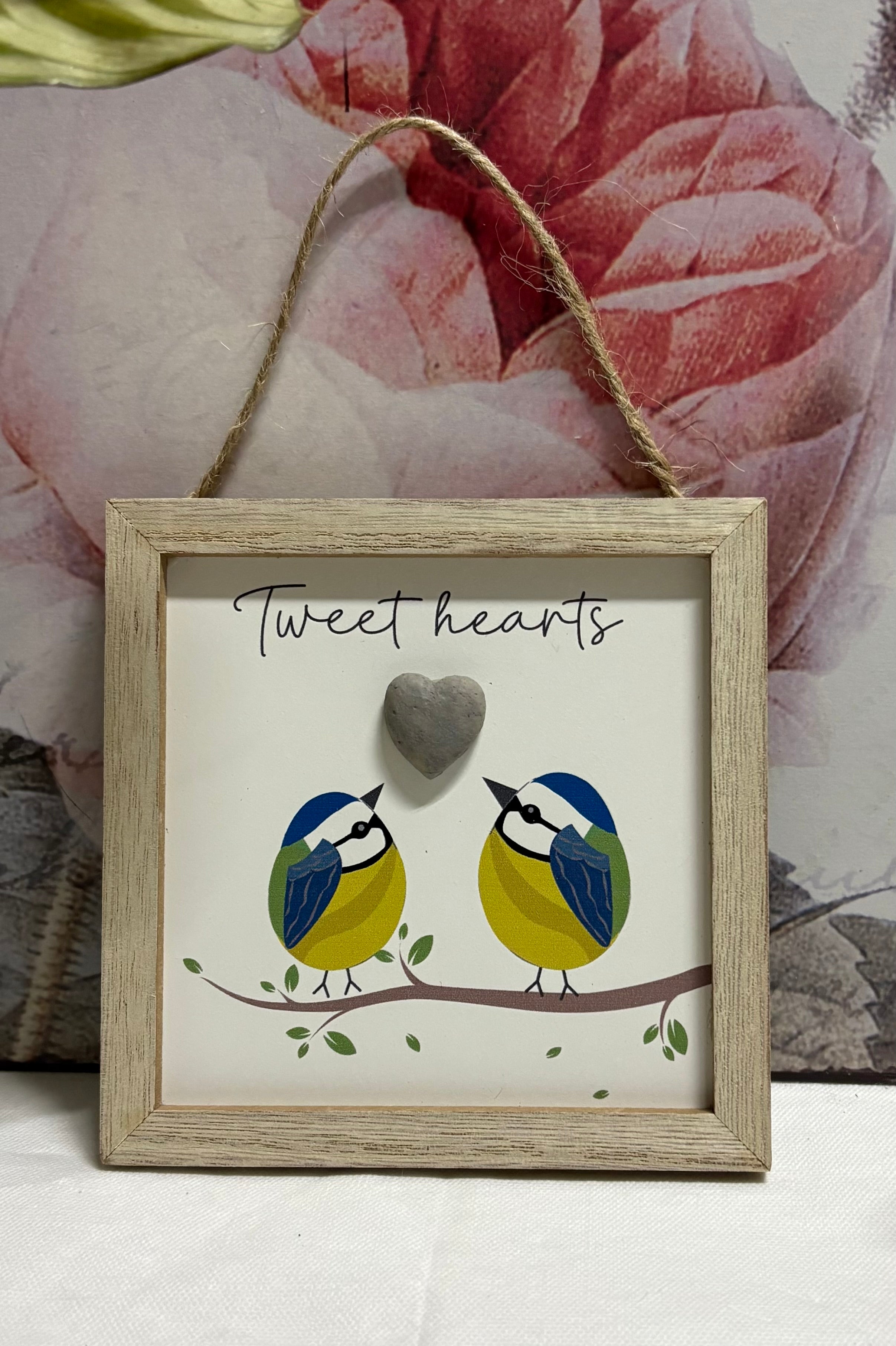 'Tweet Hearts' Box Framed Sign, 12cm