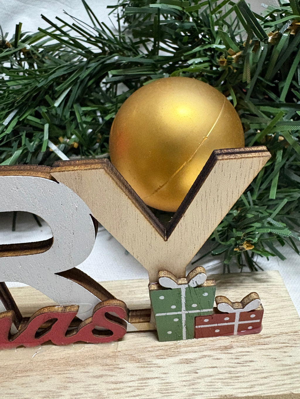 Merry Christmas Tartan Hat Gonk Wooden Sign