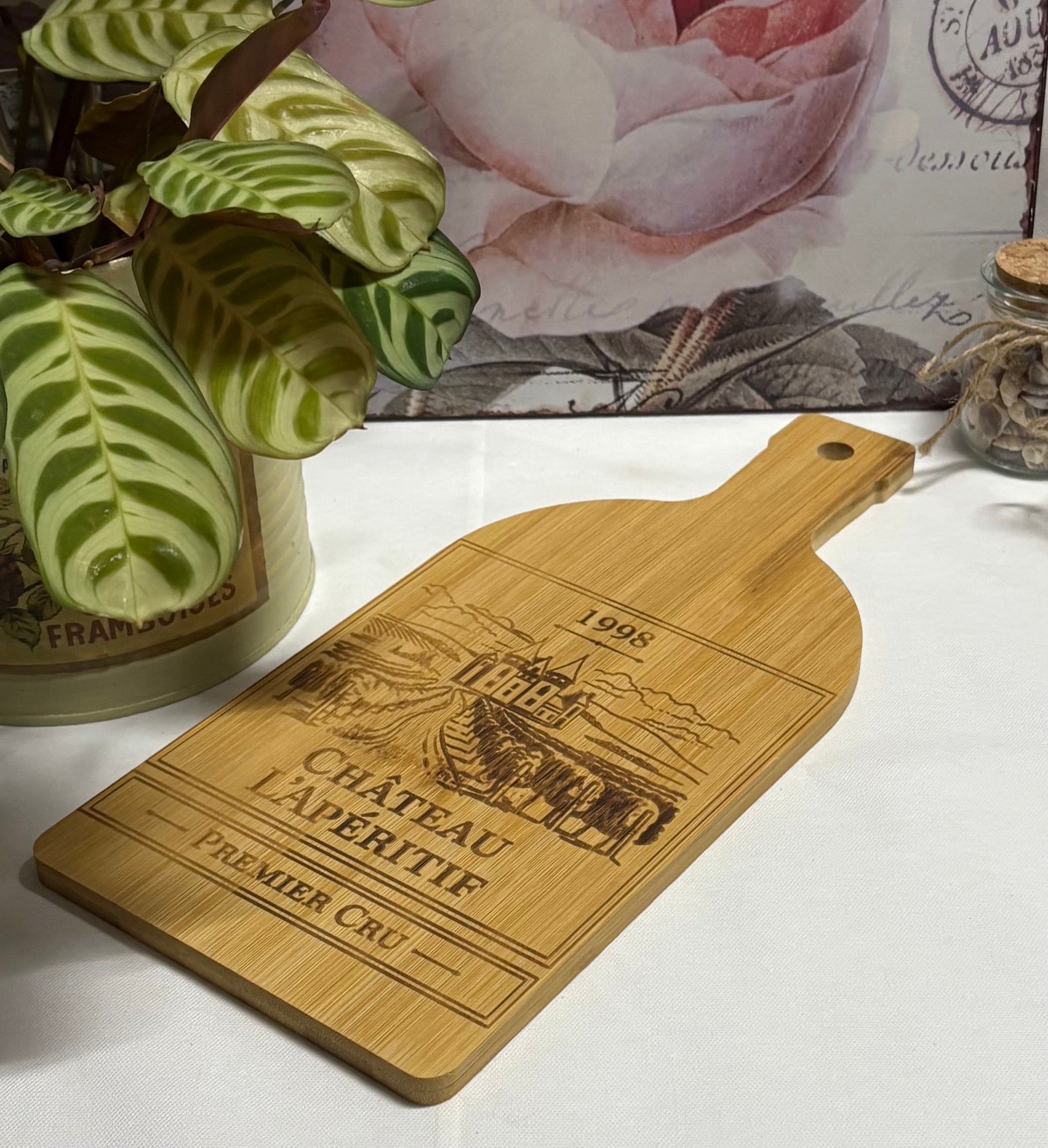 Vintage Bamboo Chopping / Serving Board with Design