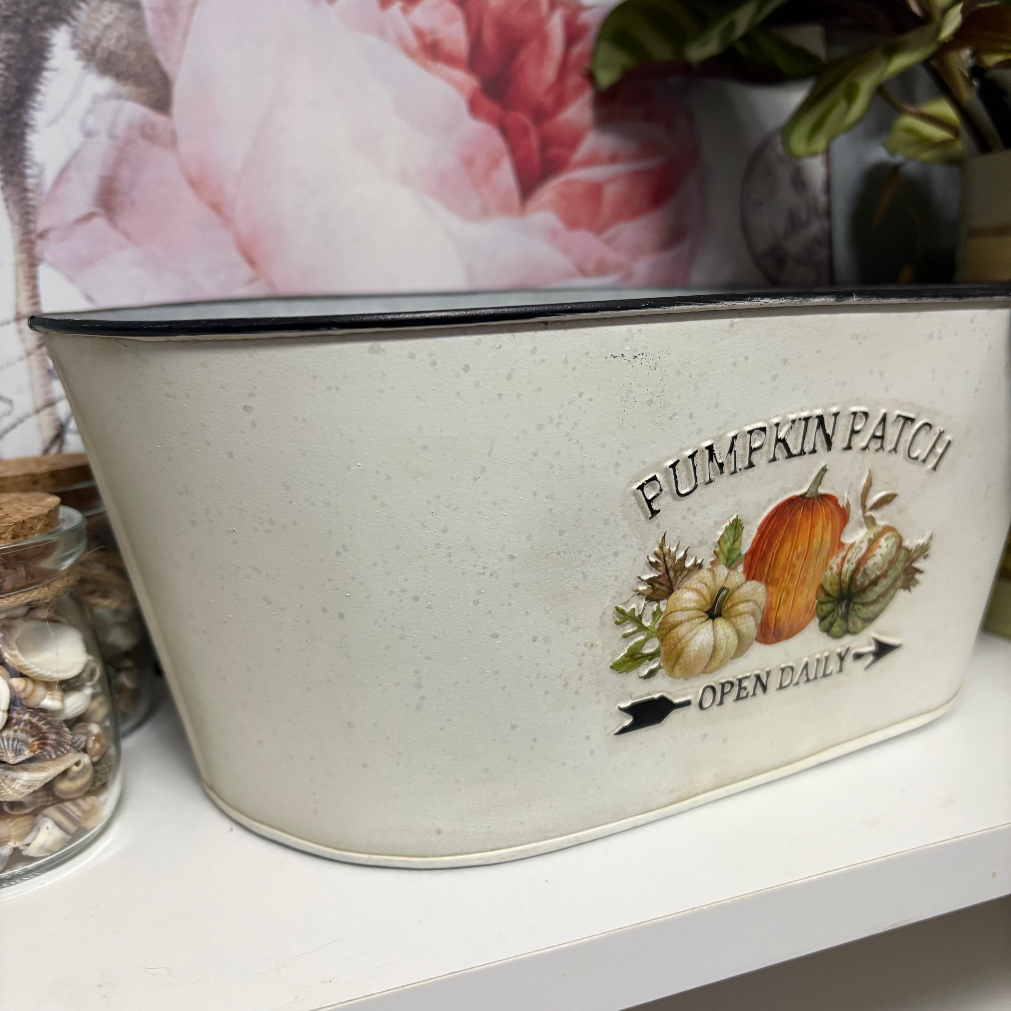 Pumpkin Patch Metal Oval Planter