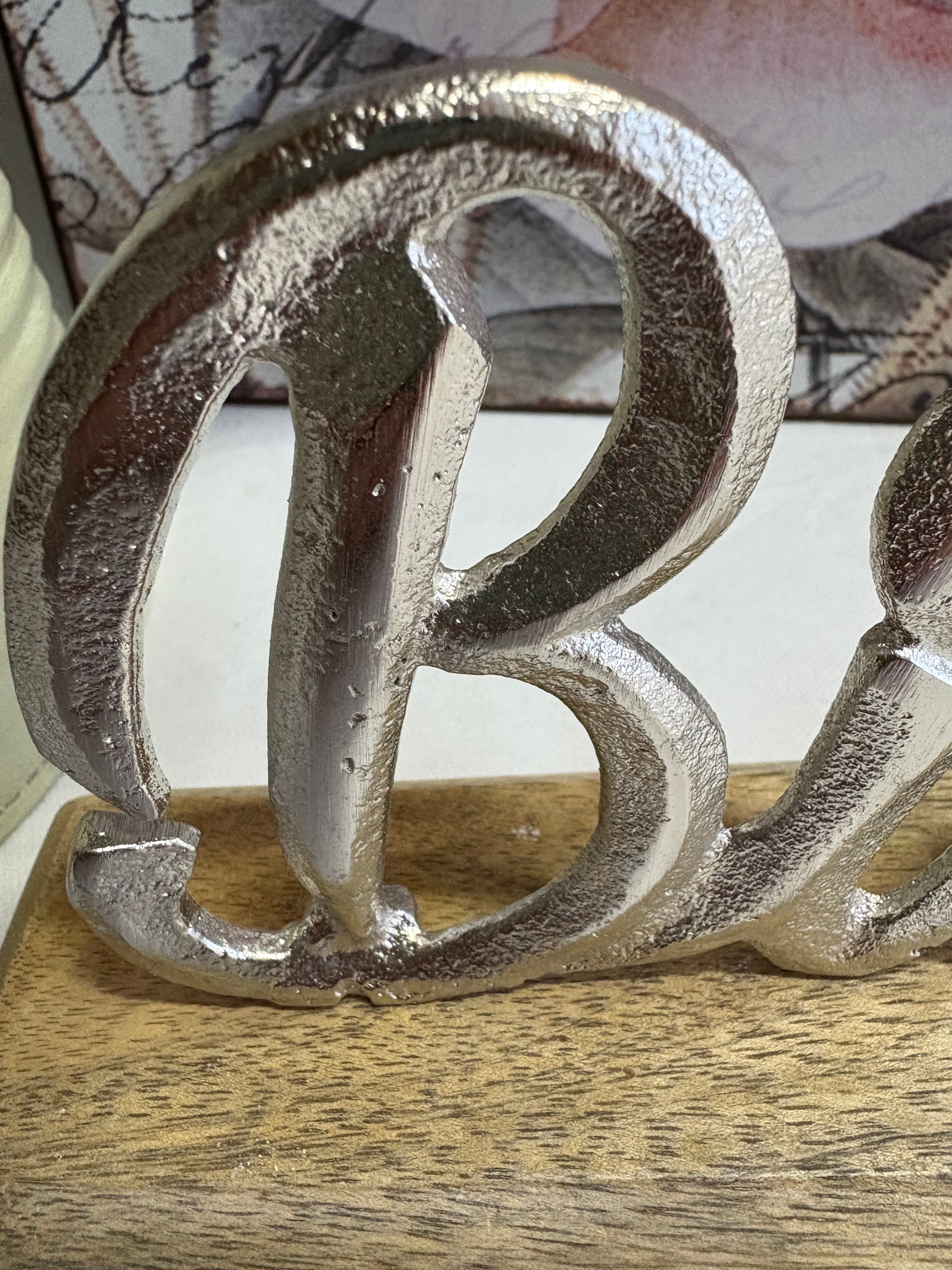 Bistro Sign on Wooden Base, 23cm