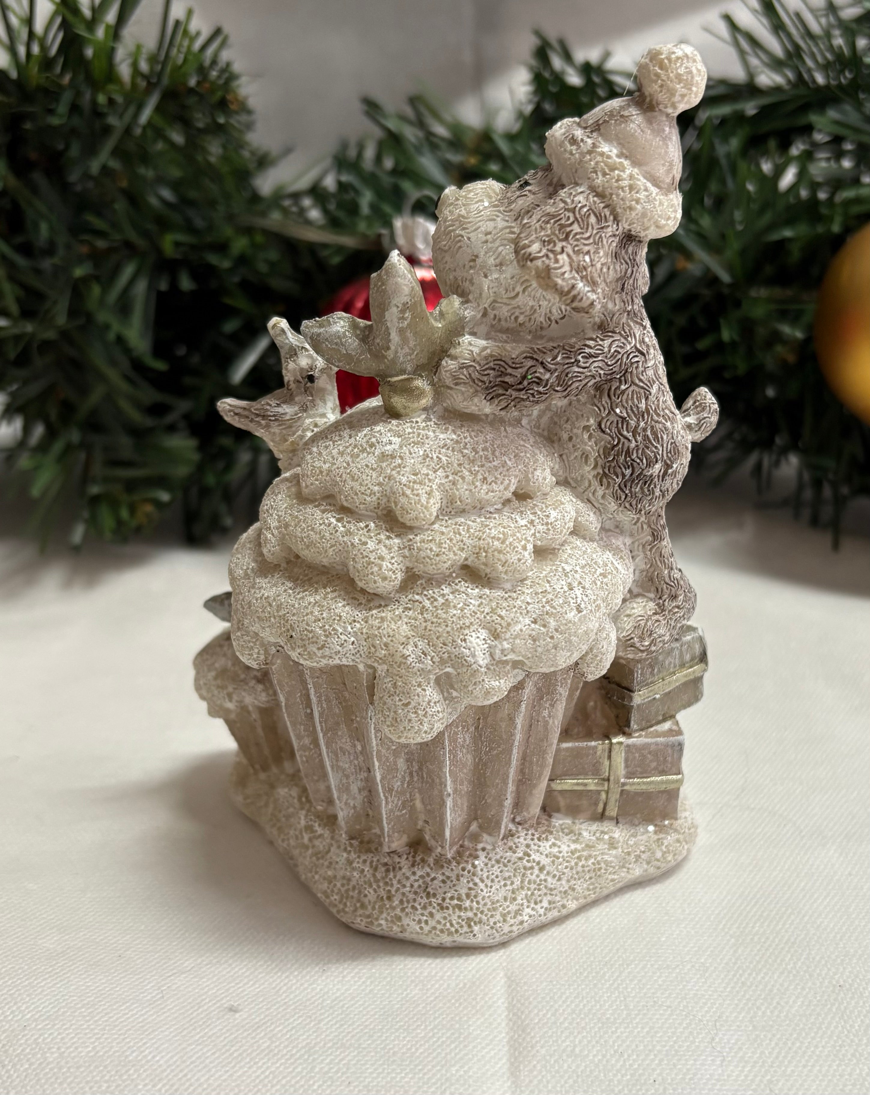 Dog & Cupcake Sparkly Christmas Ornament