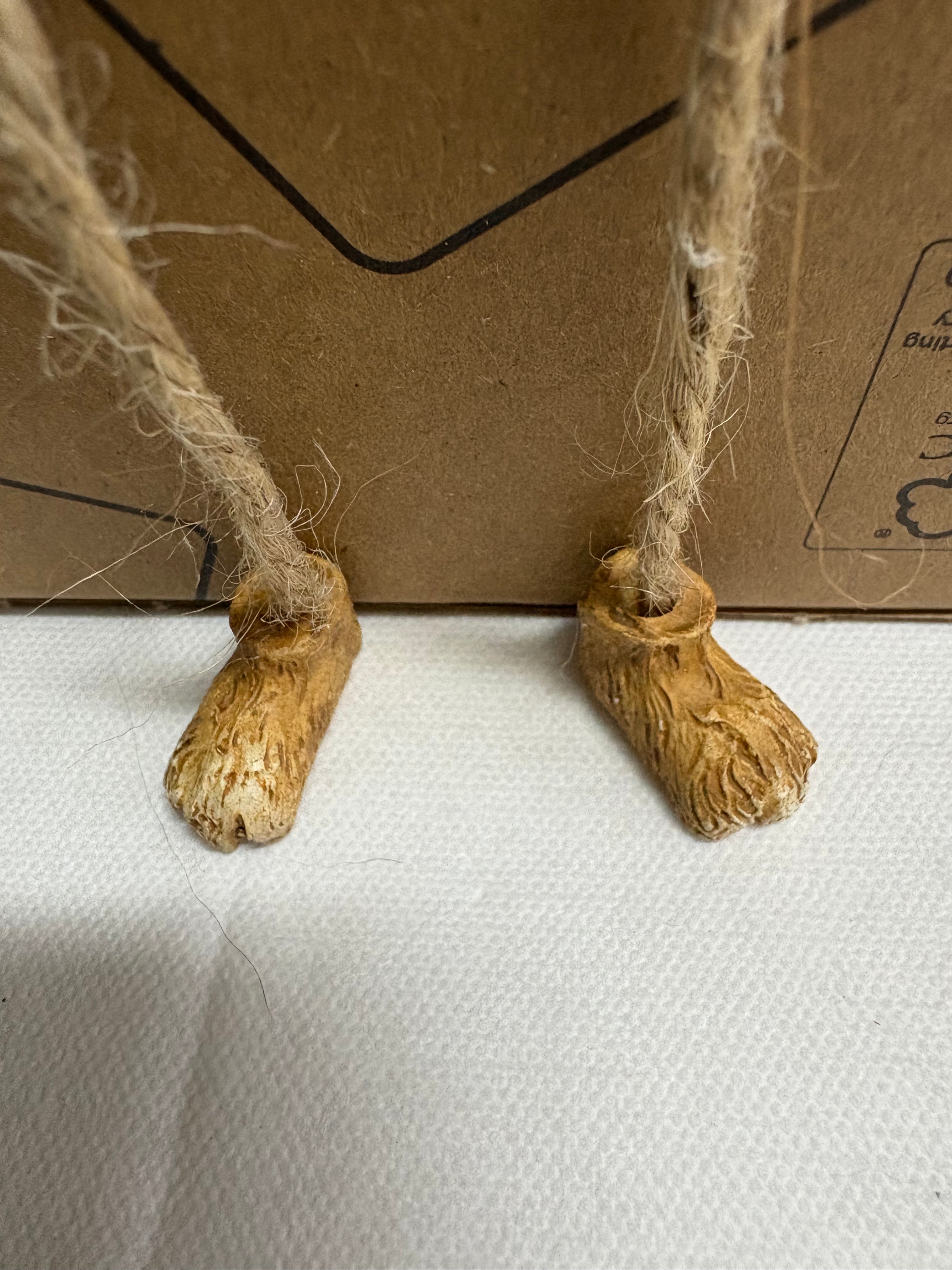 Sitting Brown Bunny with Twine Legs and White Heart Figure Ornament