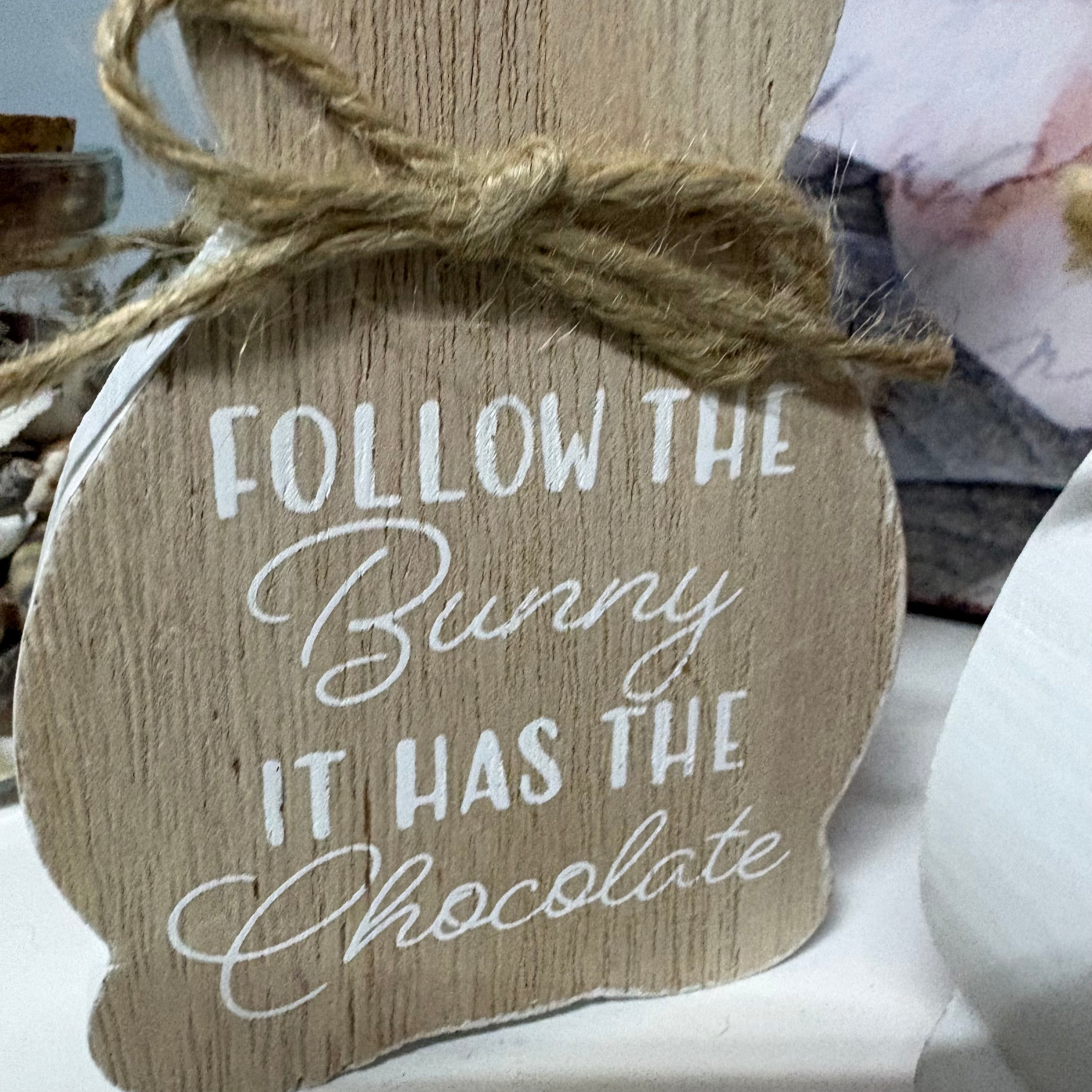 Set of 3 x Wooden Bunny Ornaments