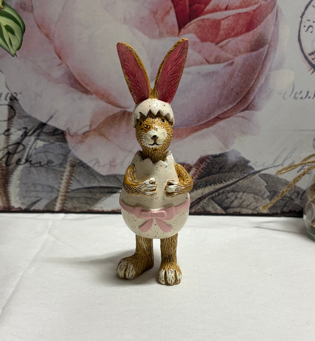 Hand Painted Easter Egg Bunny Resin Figurine