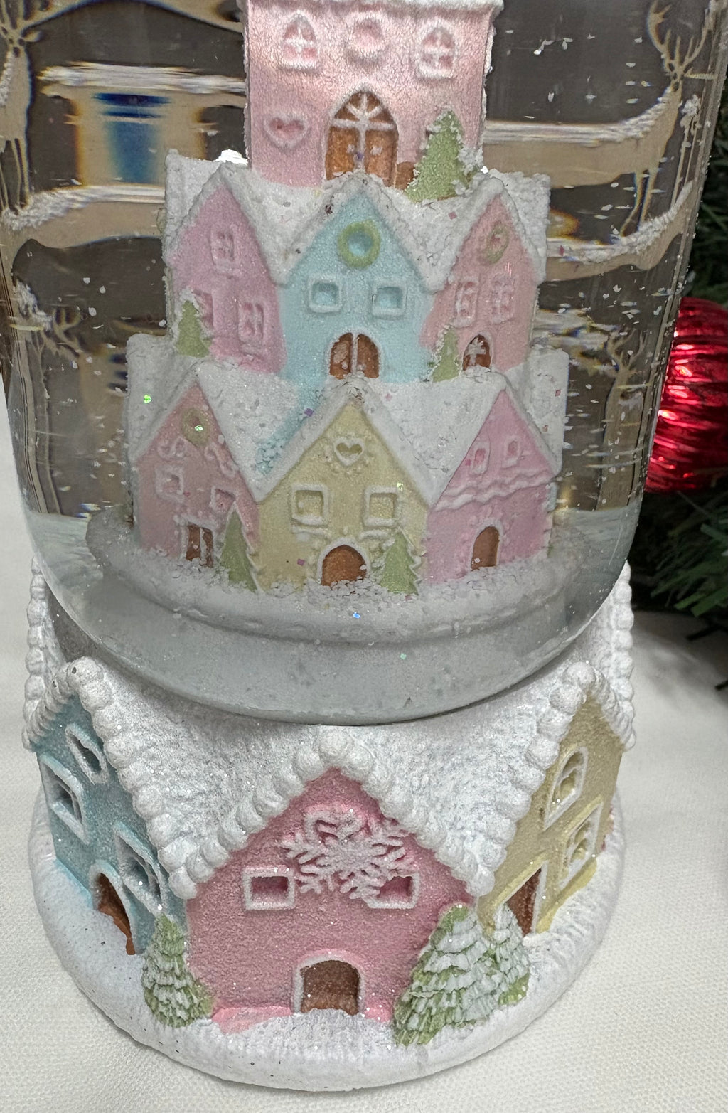 Wind Up Musical Pastel Houses Large Snow Globe