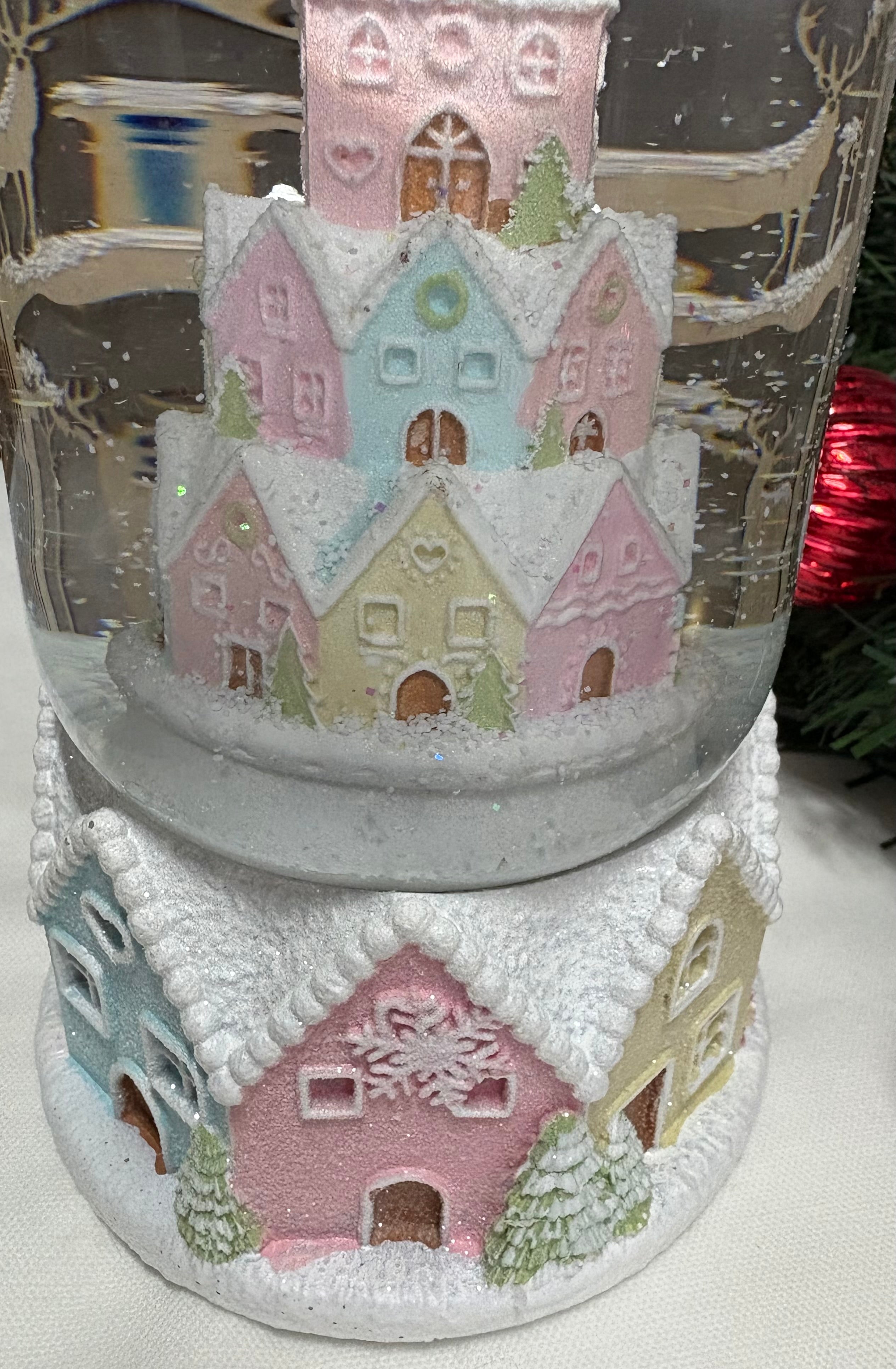 Wind Up Musical Pastel Houses Large Snow Globe
