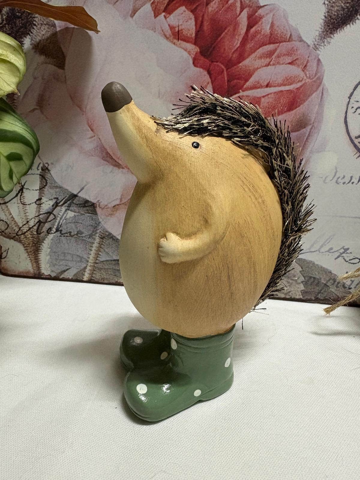 Hedgehog In Wellies With Flower Figure Ornament