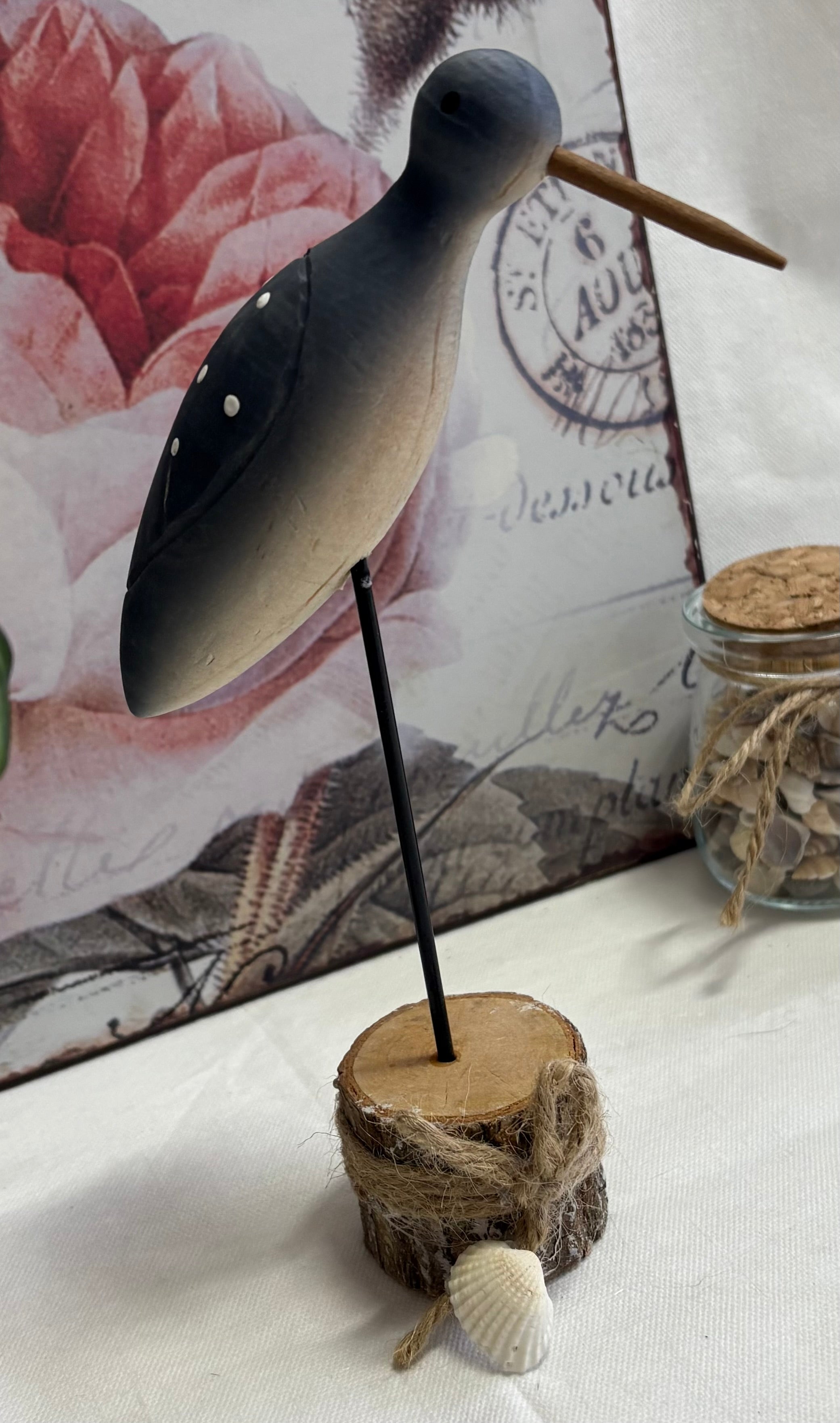 Wooden Seaside Bird Ornament, 20cm