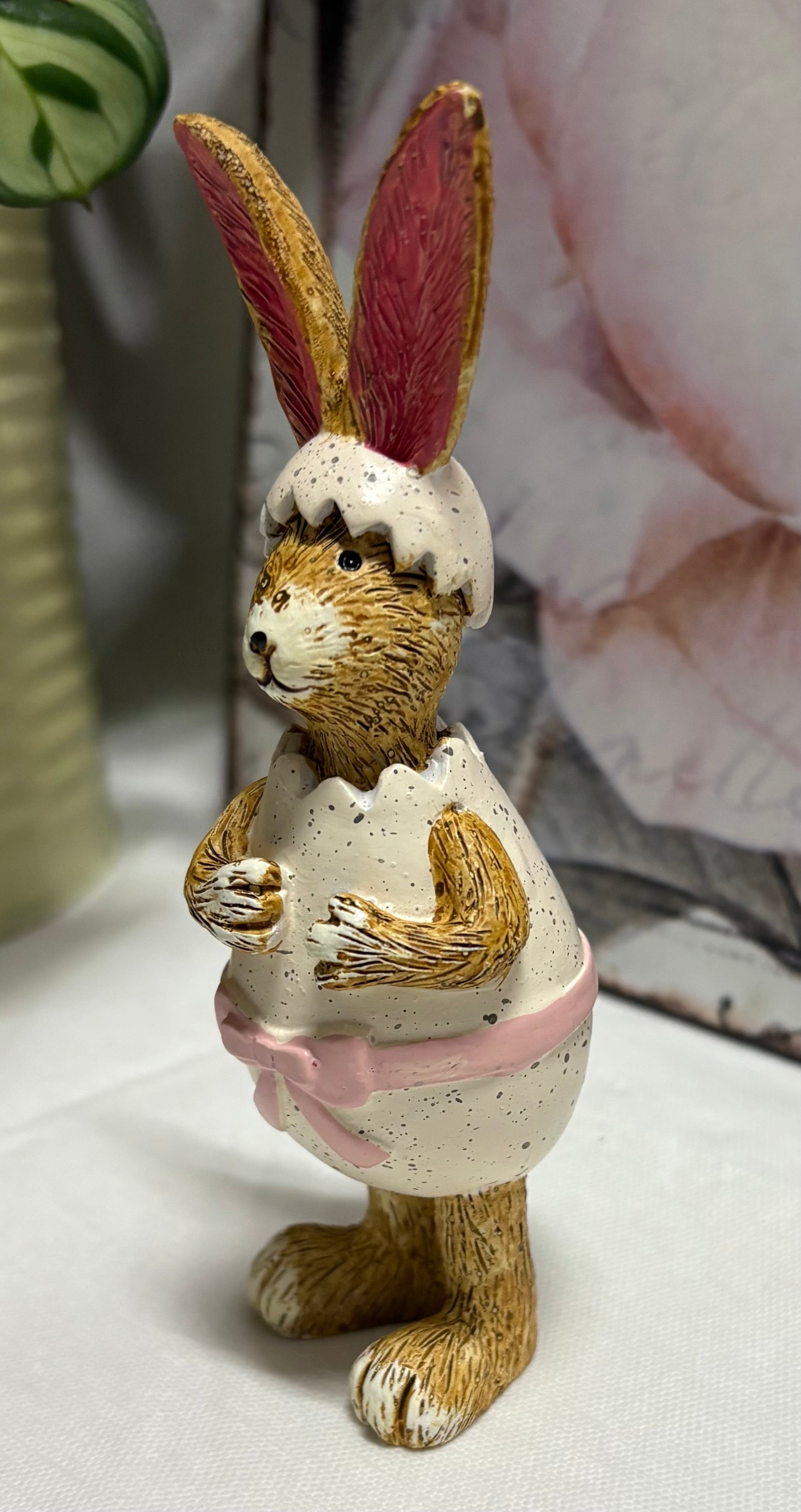 Hand Painted Easter Egg Bunny Resin Figurine