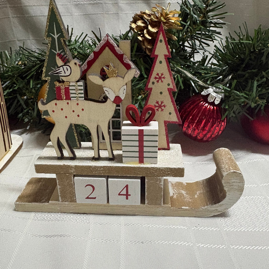 Sleigh Scene Wooden Re-useable Advent Calendar