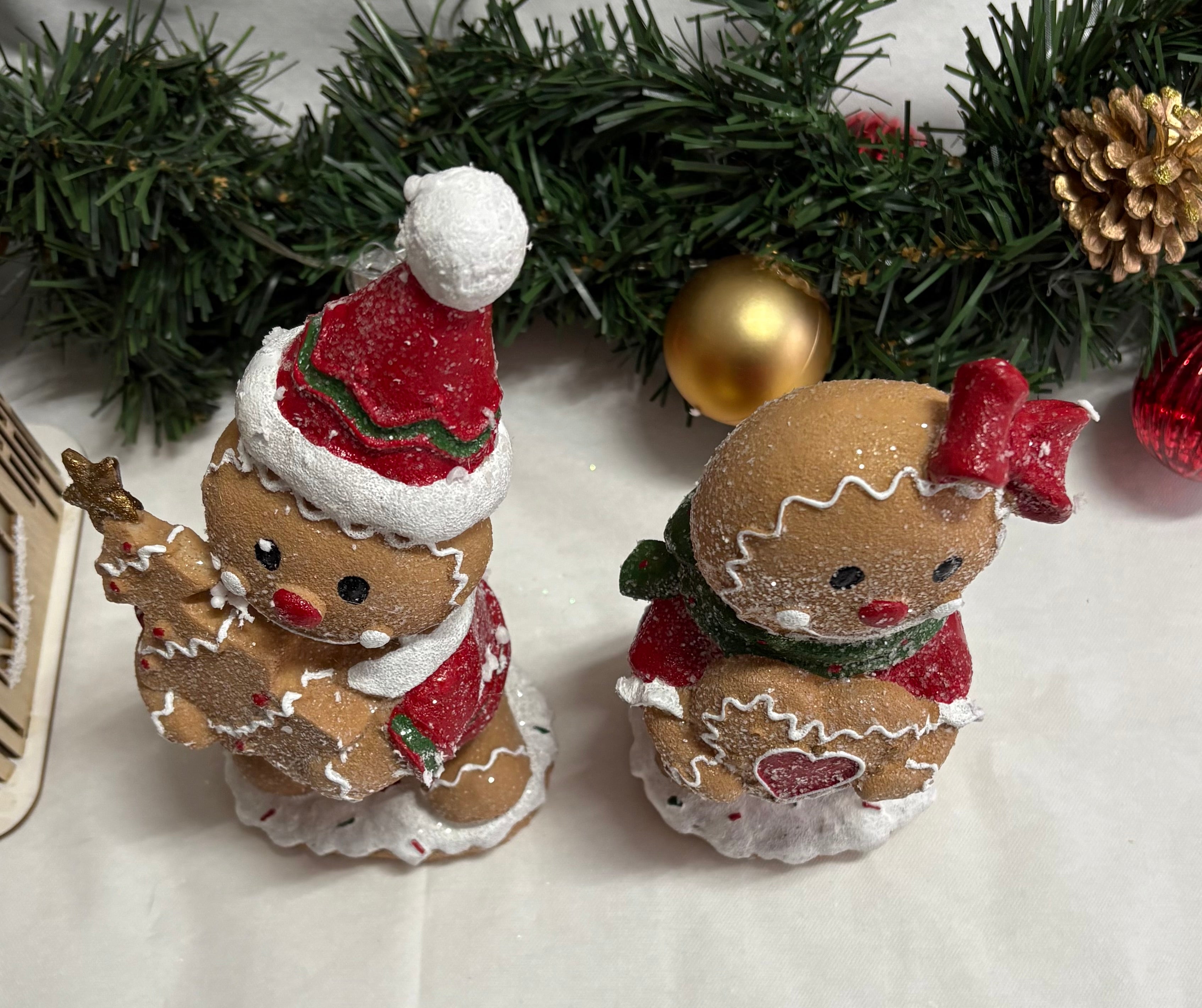 Gingerbread Couple Large Resin Christmas Ornaments