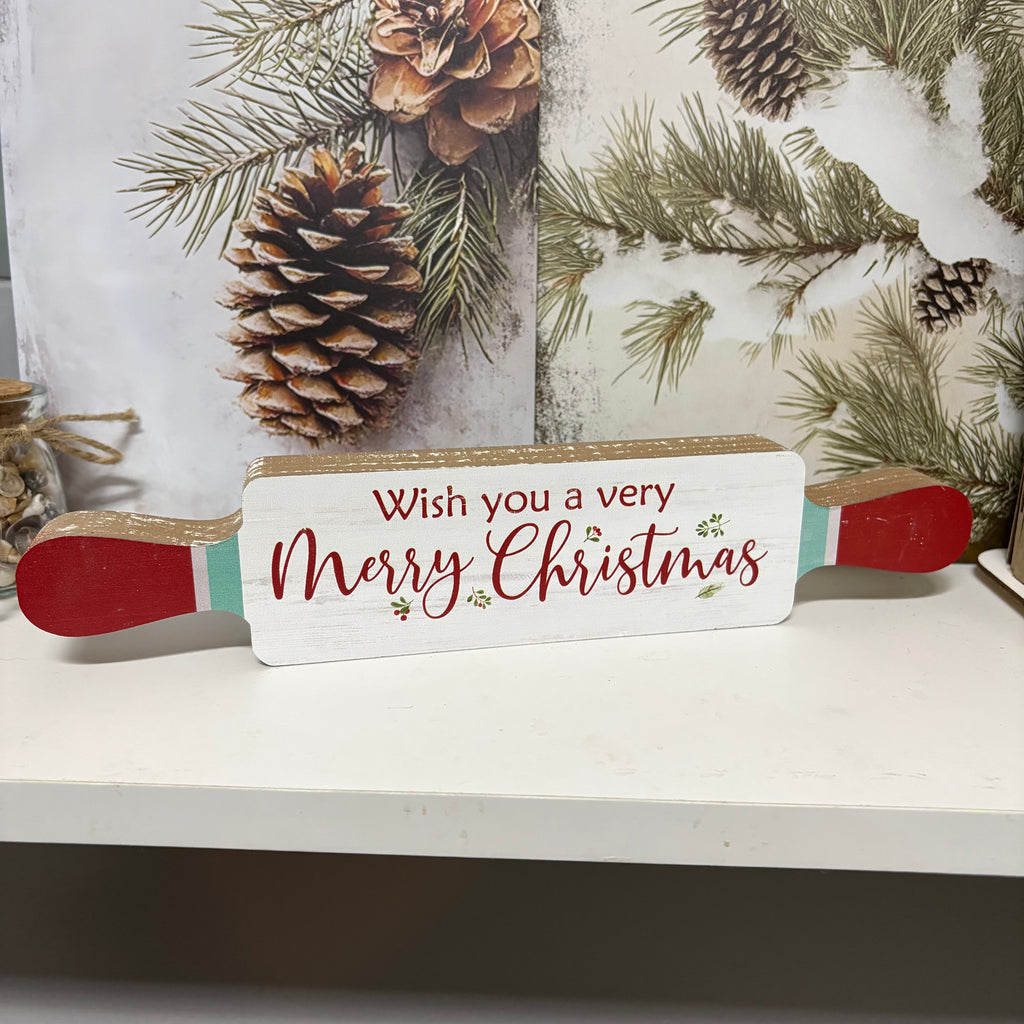 Rolling Pin Wooden Merry Christmas Ornament