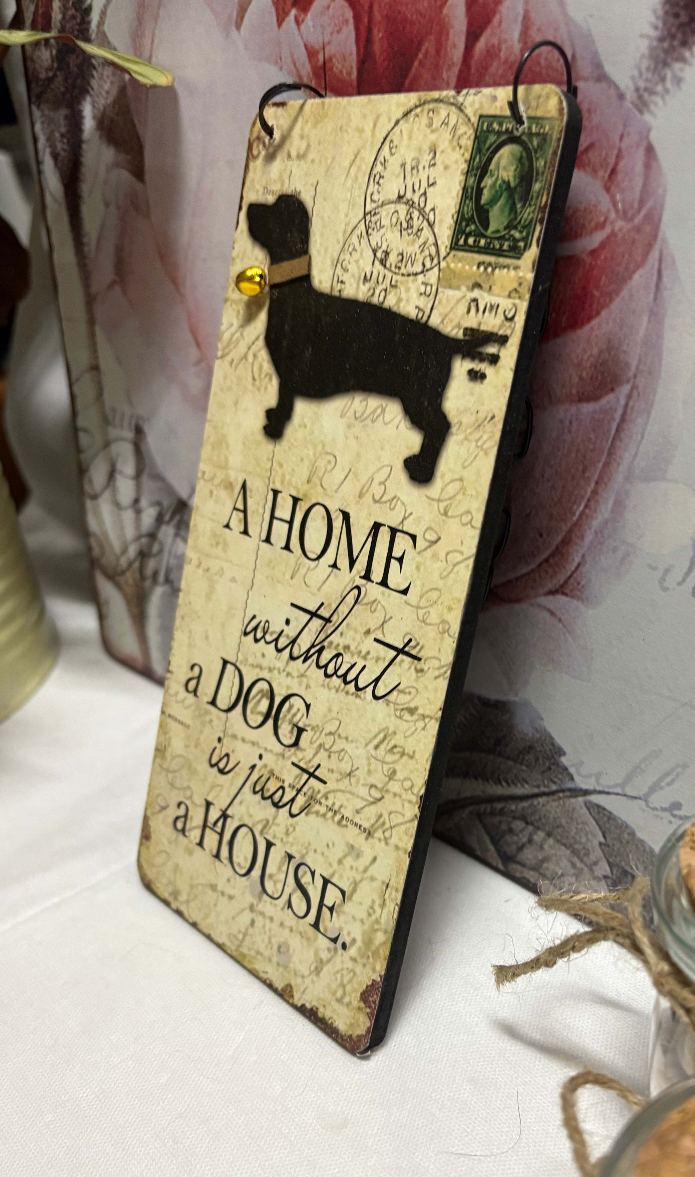 Hanging Wooden Dog Sign, 20cm