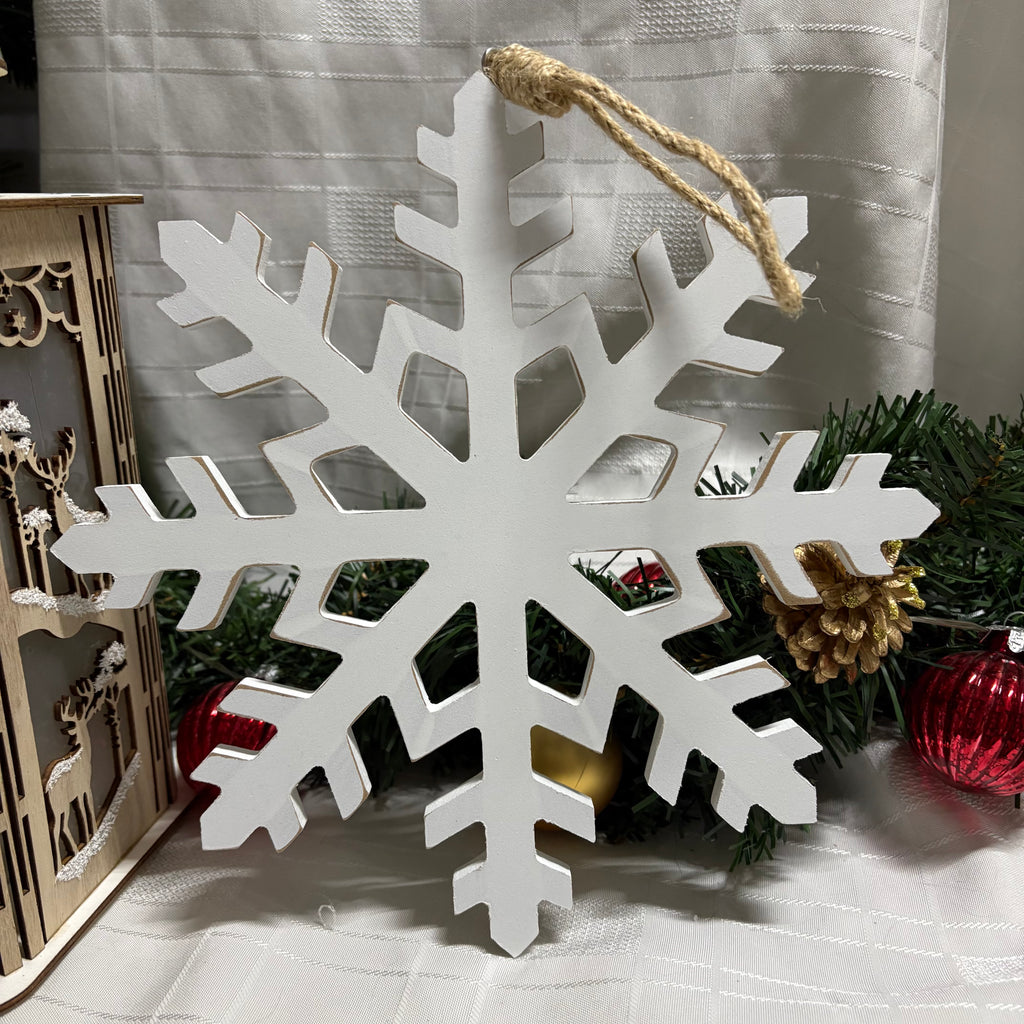White Wooden Hanging Snowflake