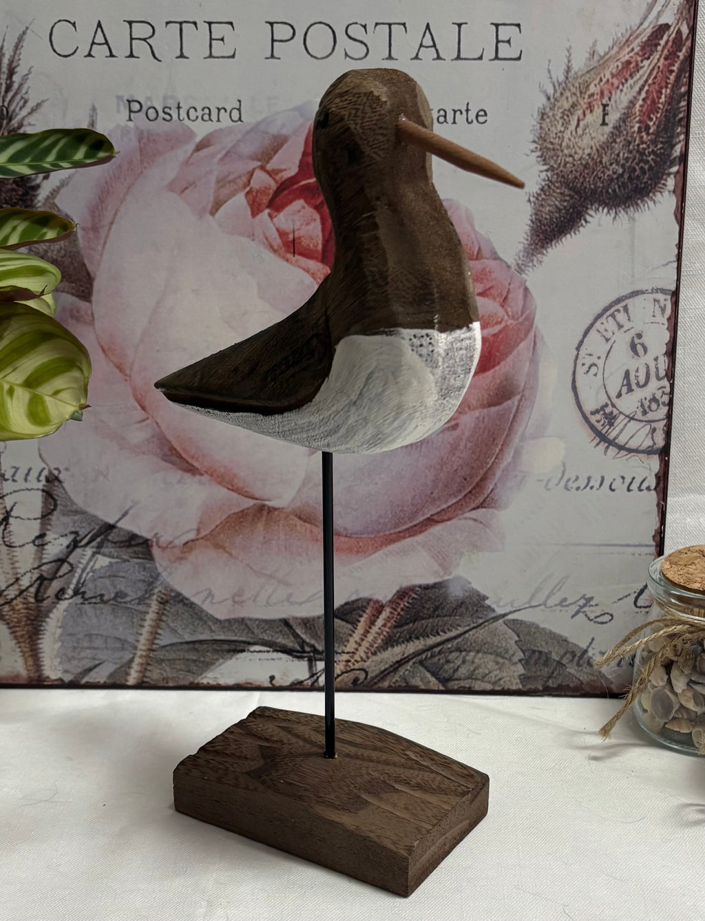 Large Wooden Bird On base Ornament, 24cm