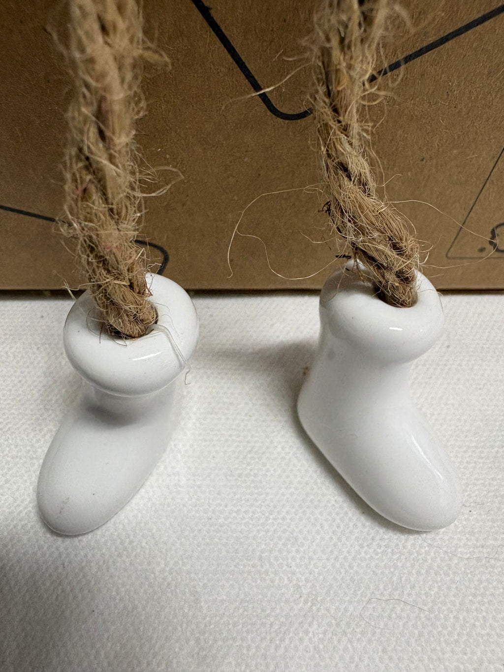 Porcelain Angel with Twine Legs Sitting Ornament