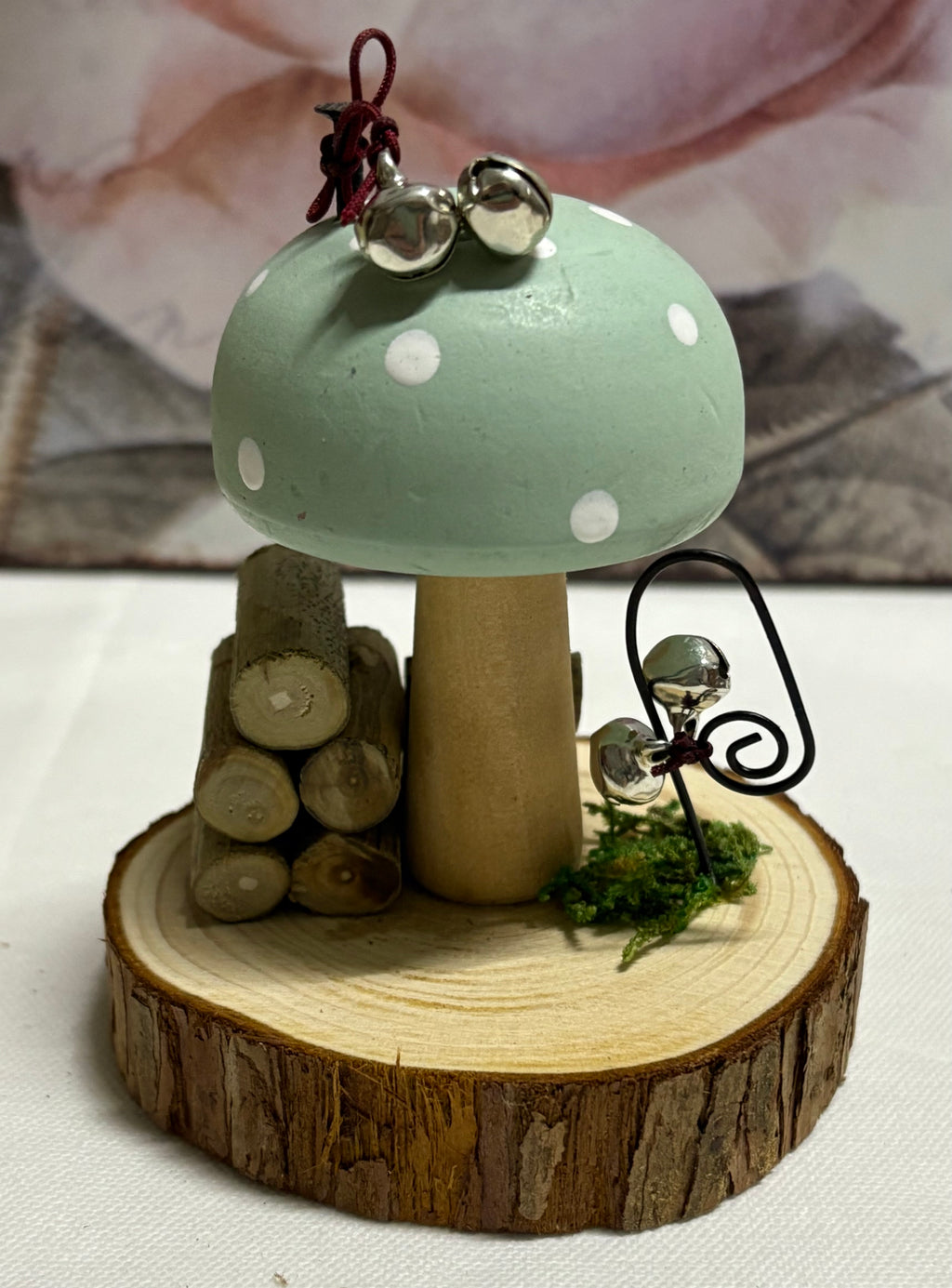 Toadstool House on Wood Ornament Decoration