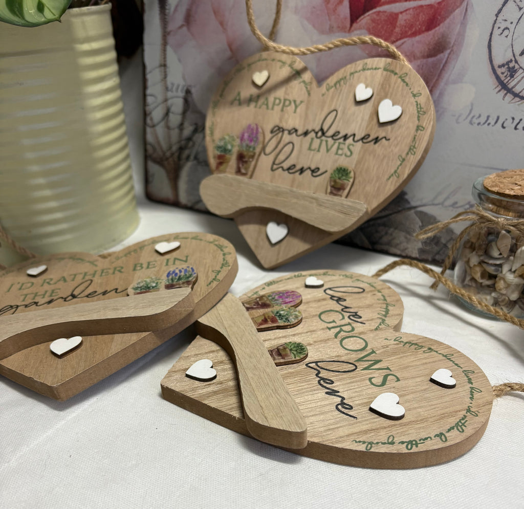 Love Gardening Gardener Hanging 3D Wooden Sign - 3 Designs