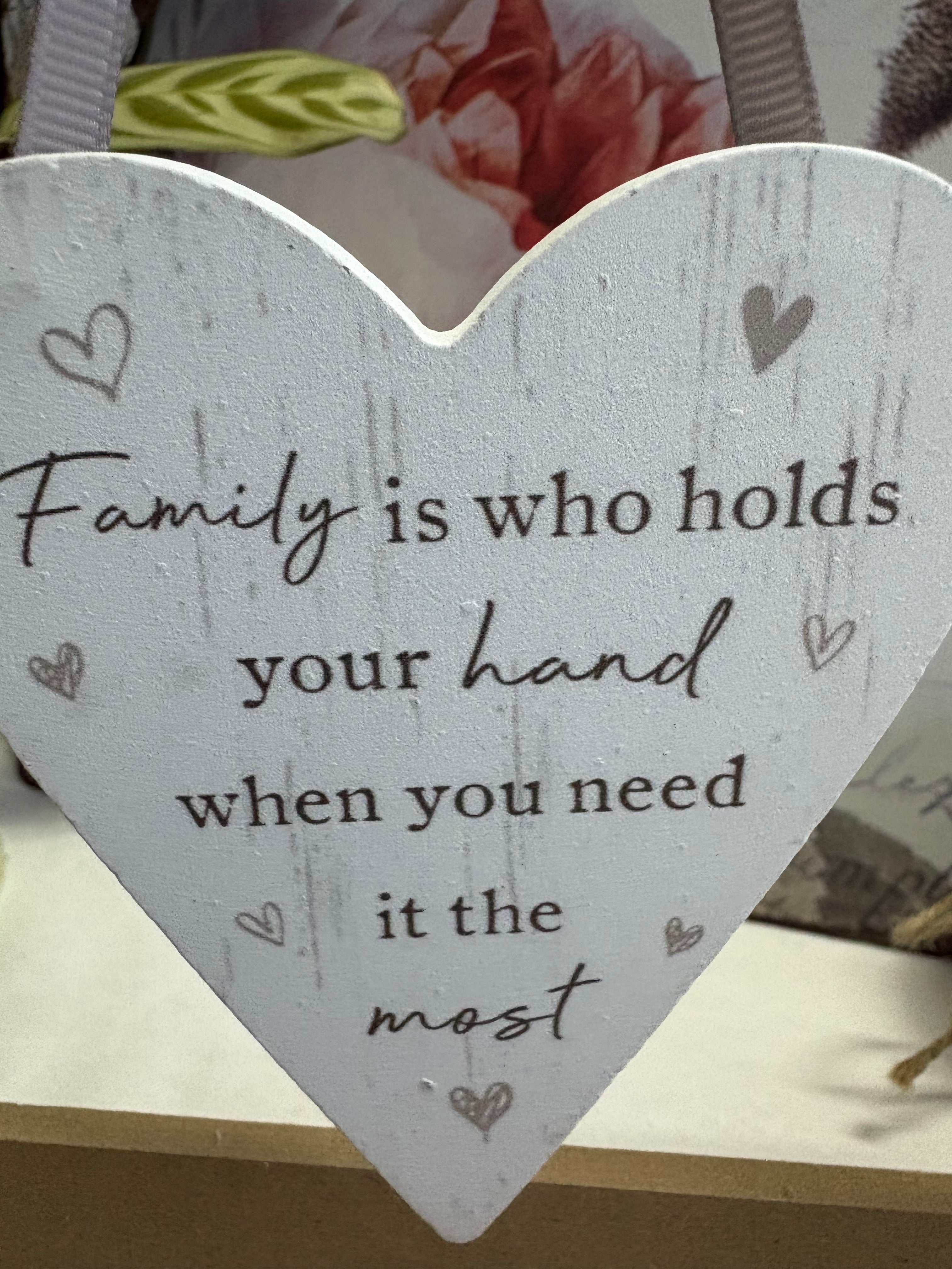 Family Hanging Heart Signs, 11cm - 6 designs