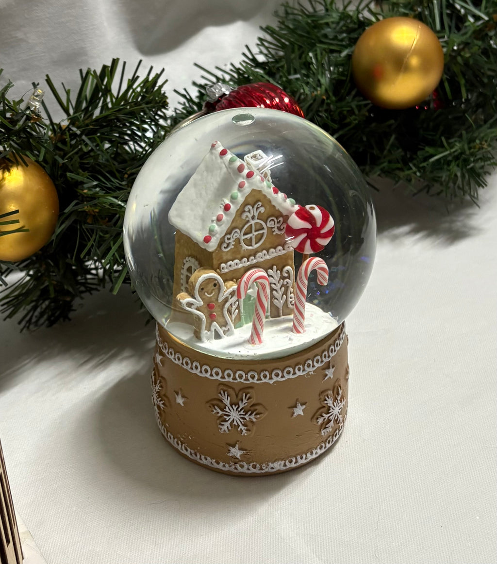 Beautiful Medium Sized Gingerbread House and Base Snow Globe