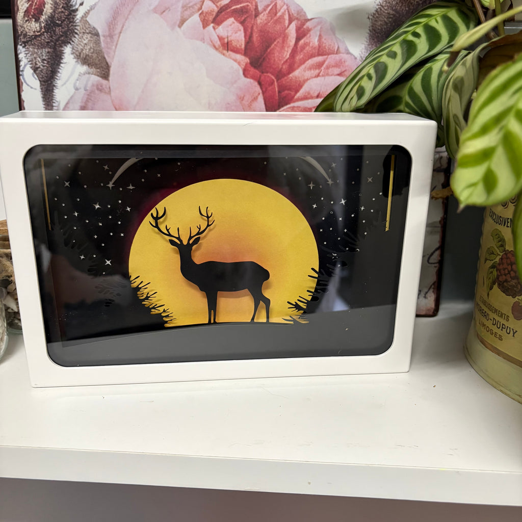 Deer Scene LED Light Box Ornament