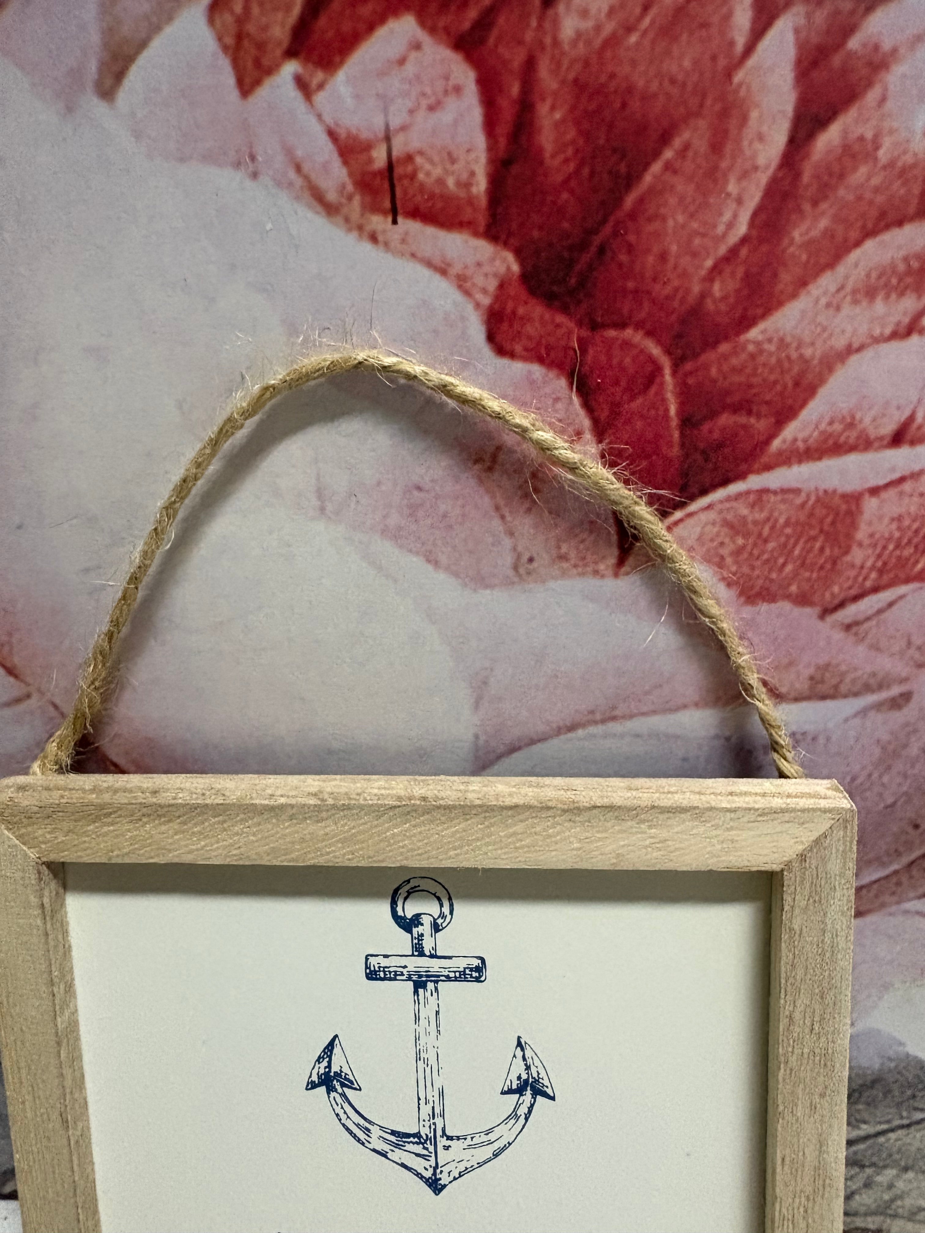Anchored By Family Wooden Sign, 12cm