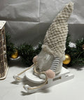 Plush Gonk on a Wooden Sleigh Christmas Decoration