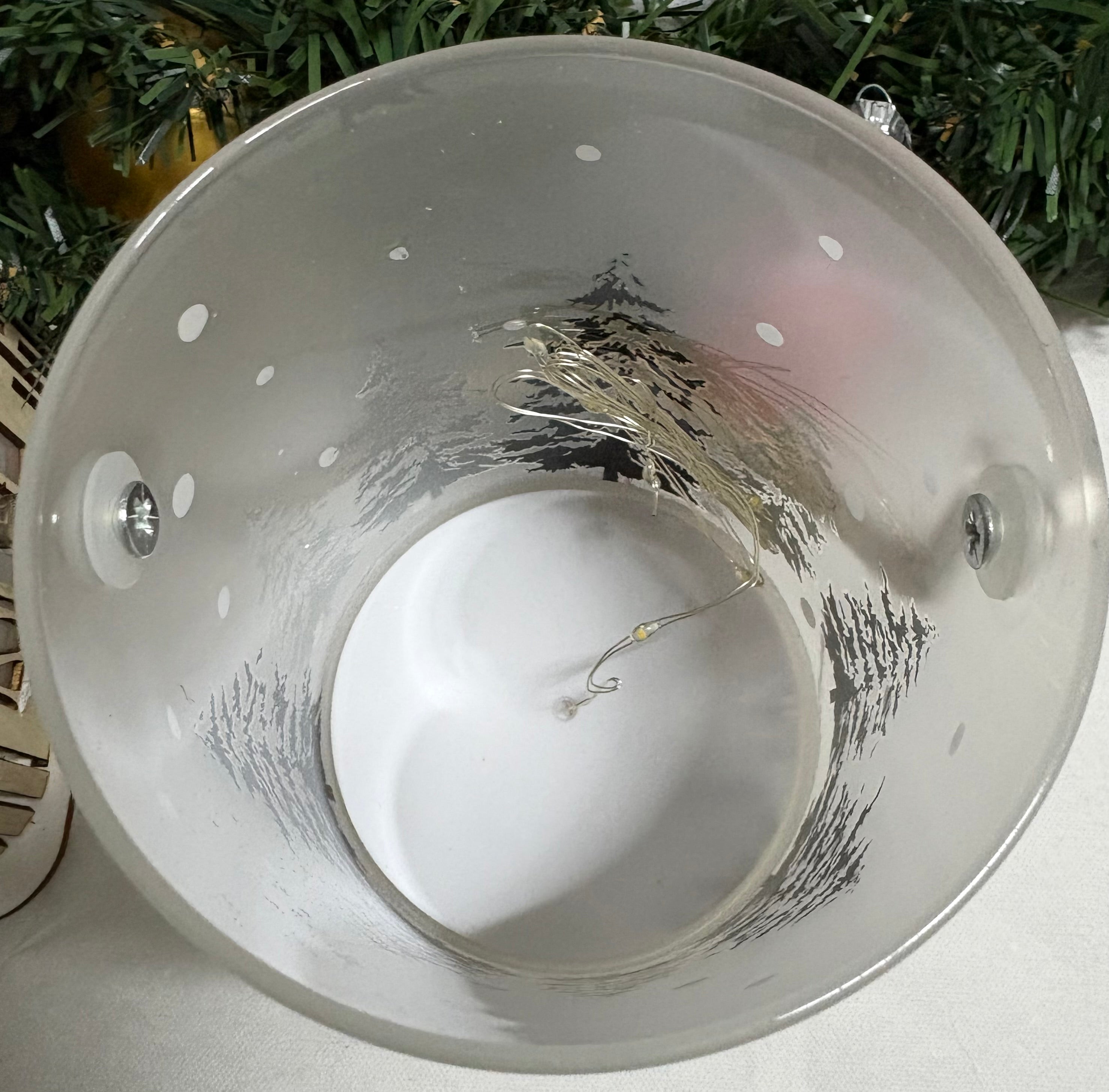 Light Up LED Forest Hanging Glass Lantern