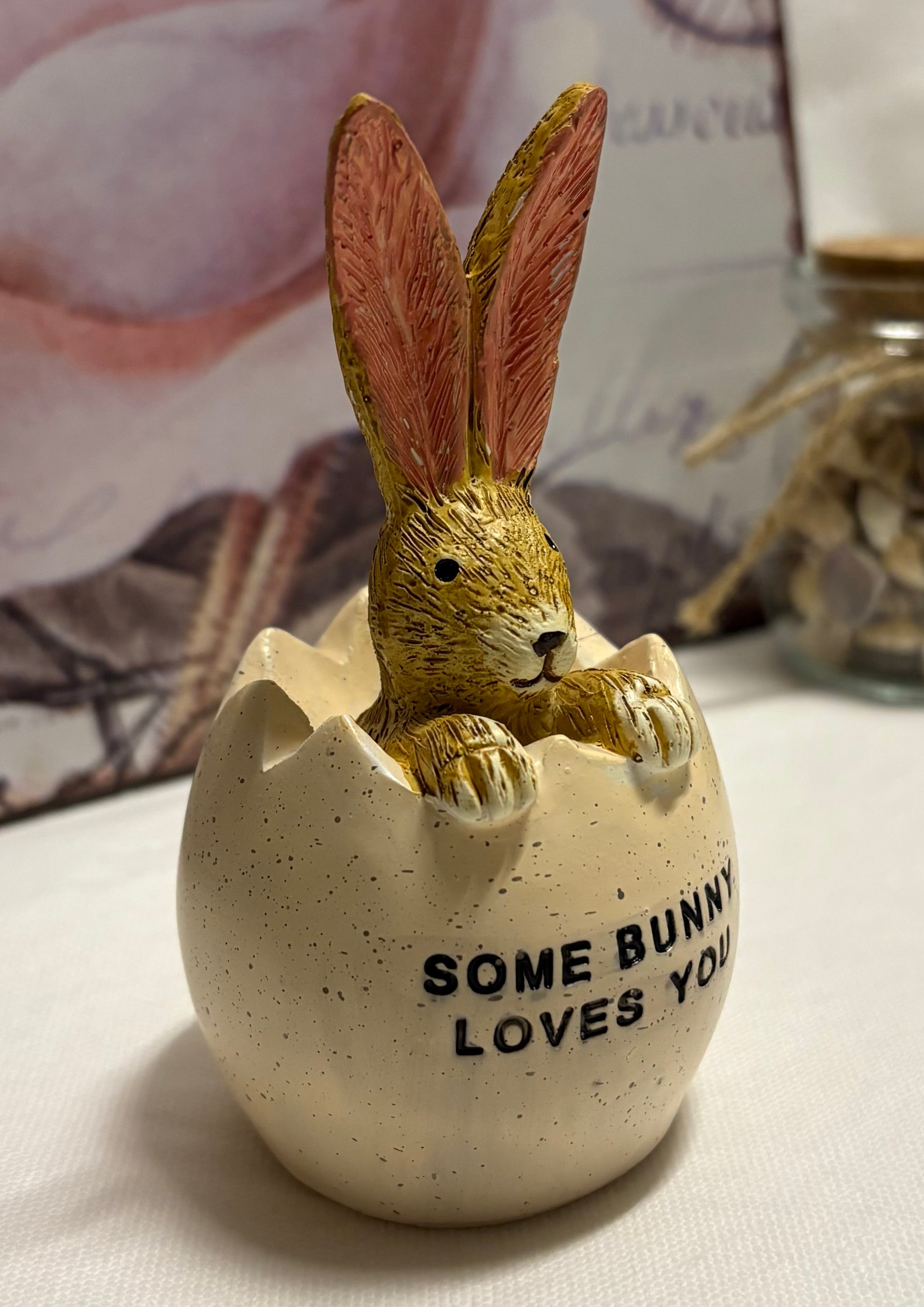 Some Bunny Loves You Bunny in Egg Resin Figure