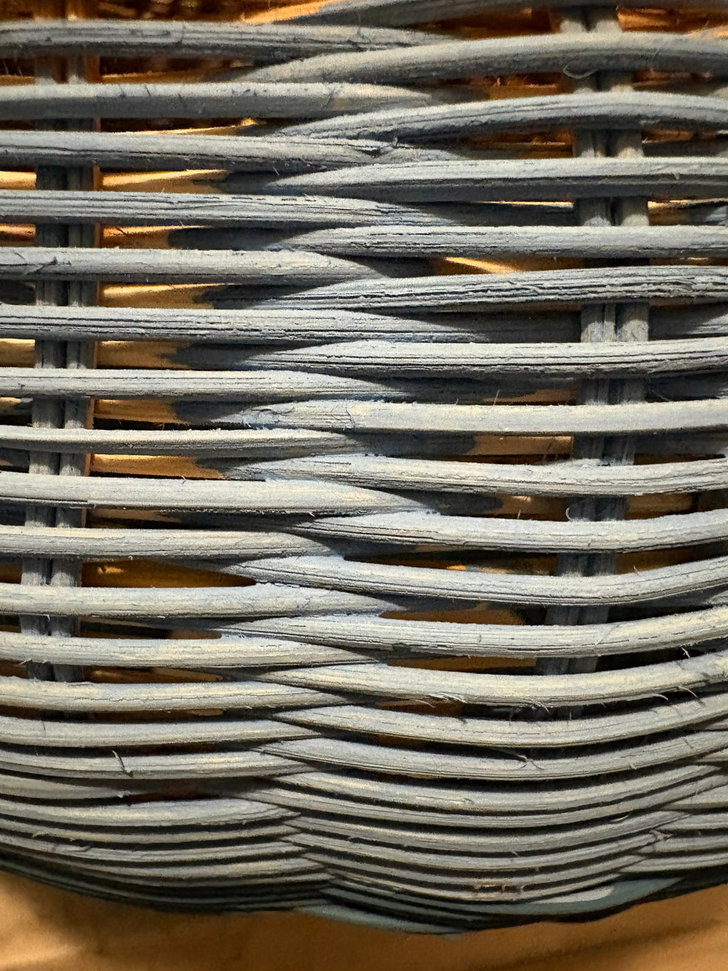 Blue Stripe Rattan Pot Vase With Handles